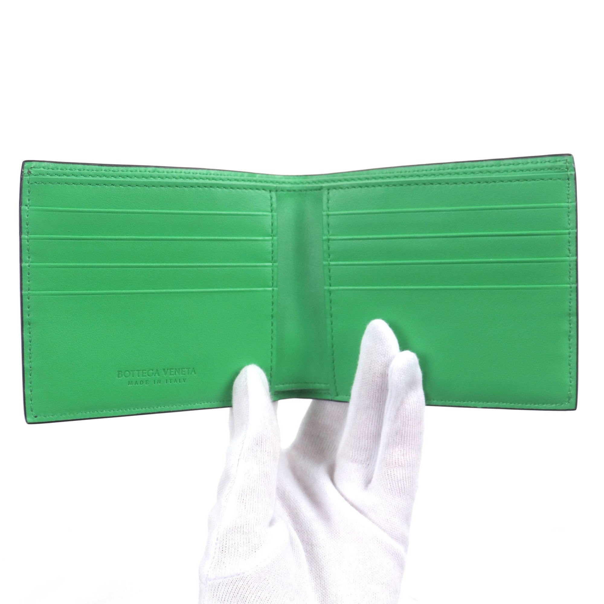 Bottega Veneta Black Green Leather Wallet (Bi-Fold) (Pre-Owned)