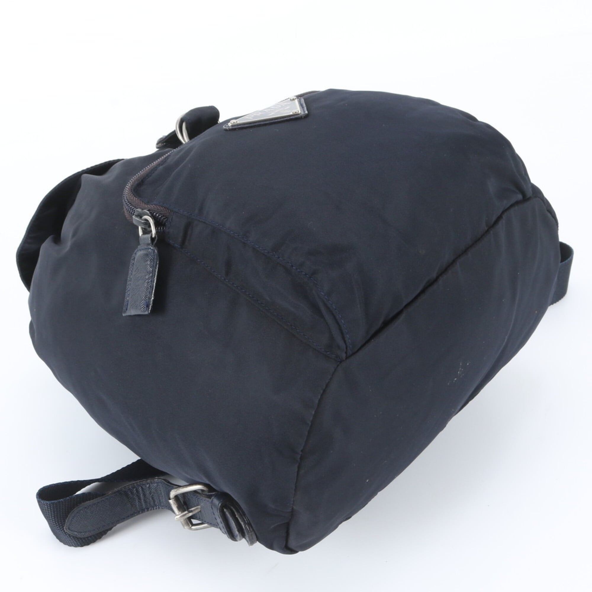 Prada Black Navy Nylon Leather Backpack (Pre-Owned)