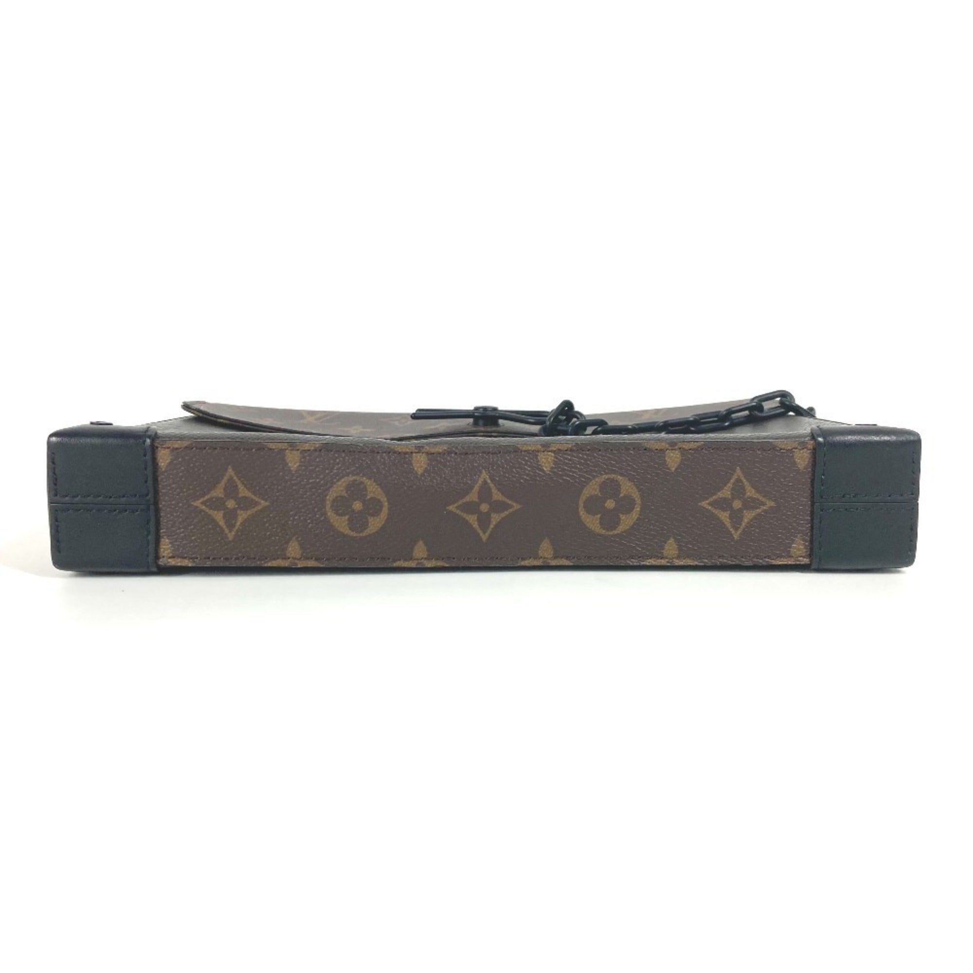 Louis Vuitton Brown Khaki Taiga Leather Leather Monogram Canvas Clutch Bag Pochette Pouch (Pre-Owned)