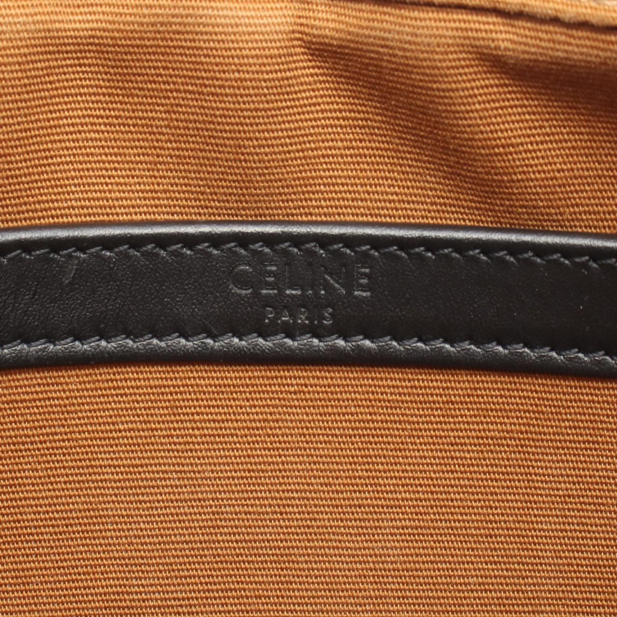 Celine Black Brown Coated Canvas Leather Messenger Bag Shoulder Bag (Pre-Owned)