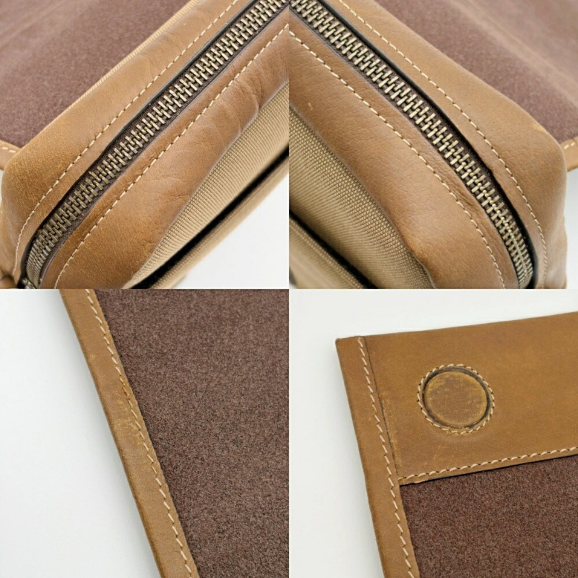 Dunhill Beige Brown Canvas Leather Crossbody Bag Shoulder Bag (Pre-Owned)
