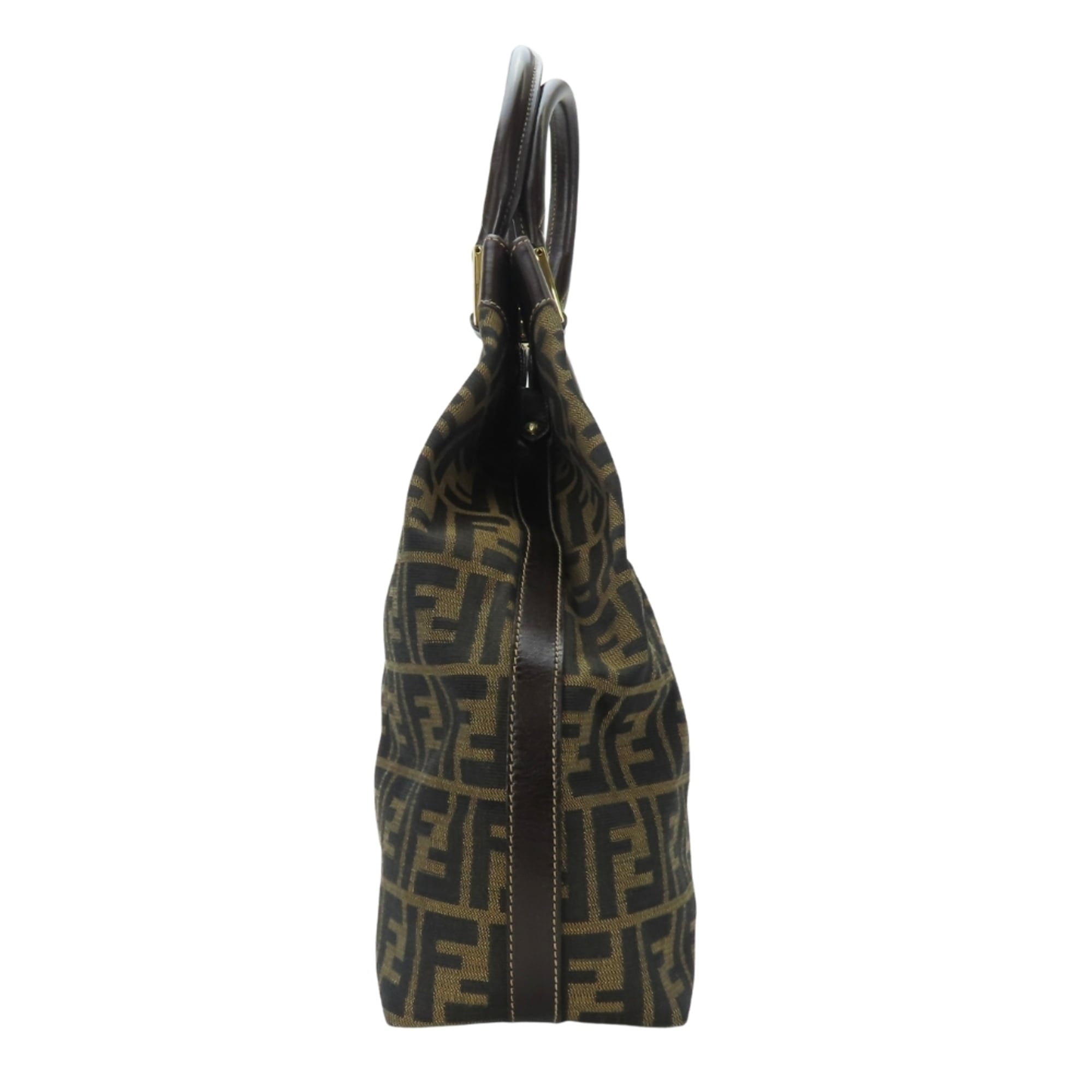 Fendi Brown Zucca Canvas Leather Tote Bag (Pre-Owned)