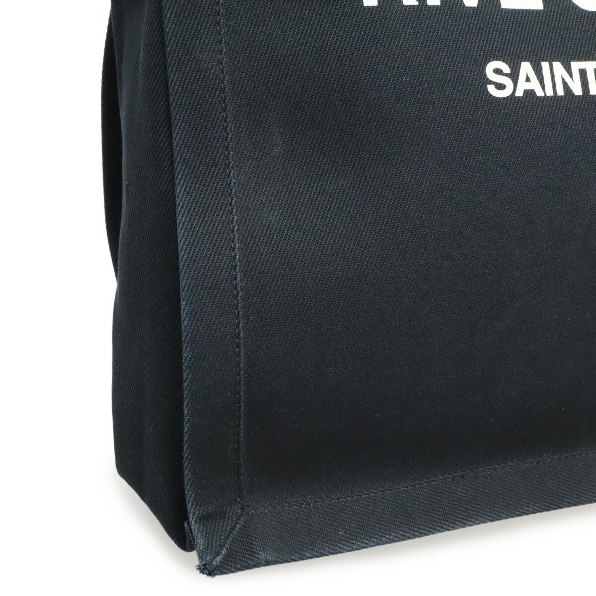 Yves Saint Laurent Black Canvas Leather Tote Bag (Pre-Owned)