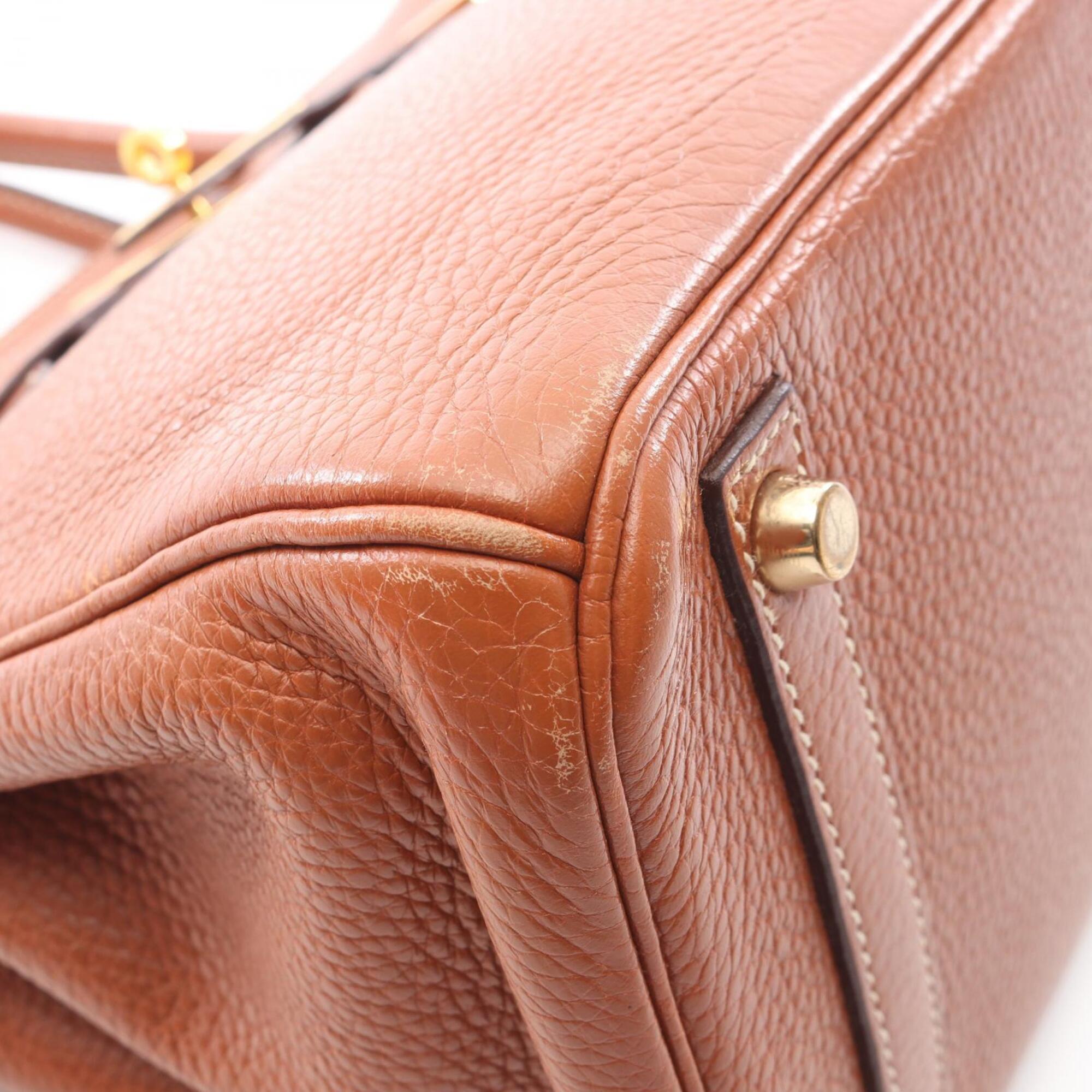 Hermes Brown Gold Taurillon Clemence Leather Leather Handbag (Pre-Owned)