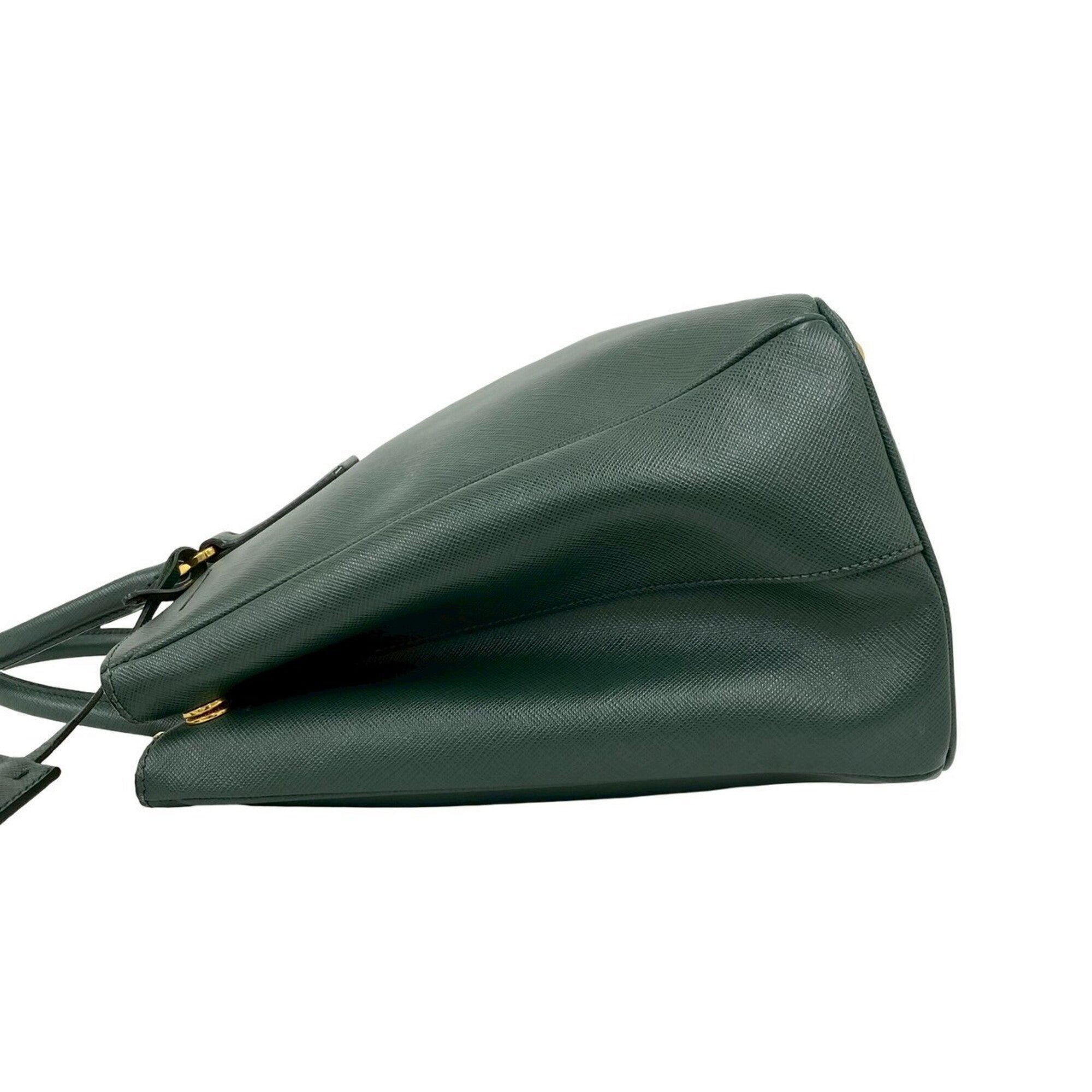Prada Green Leather Handbag Shoulder Bag Tote Bag (Pre-Owned)
