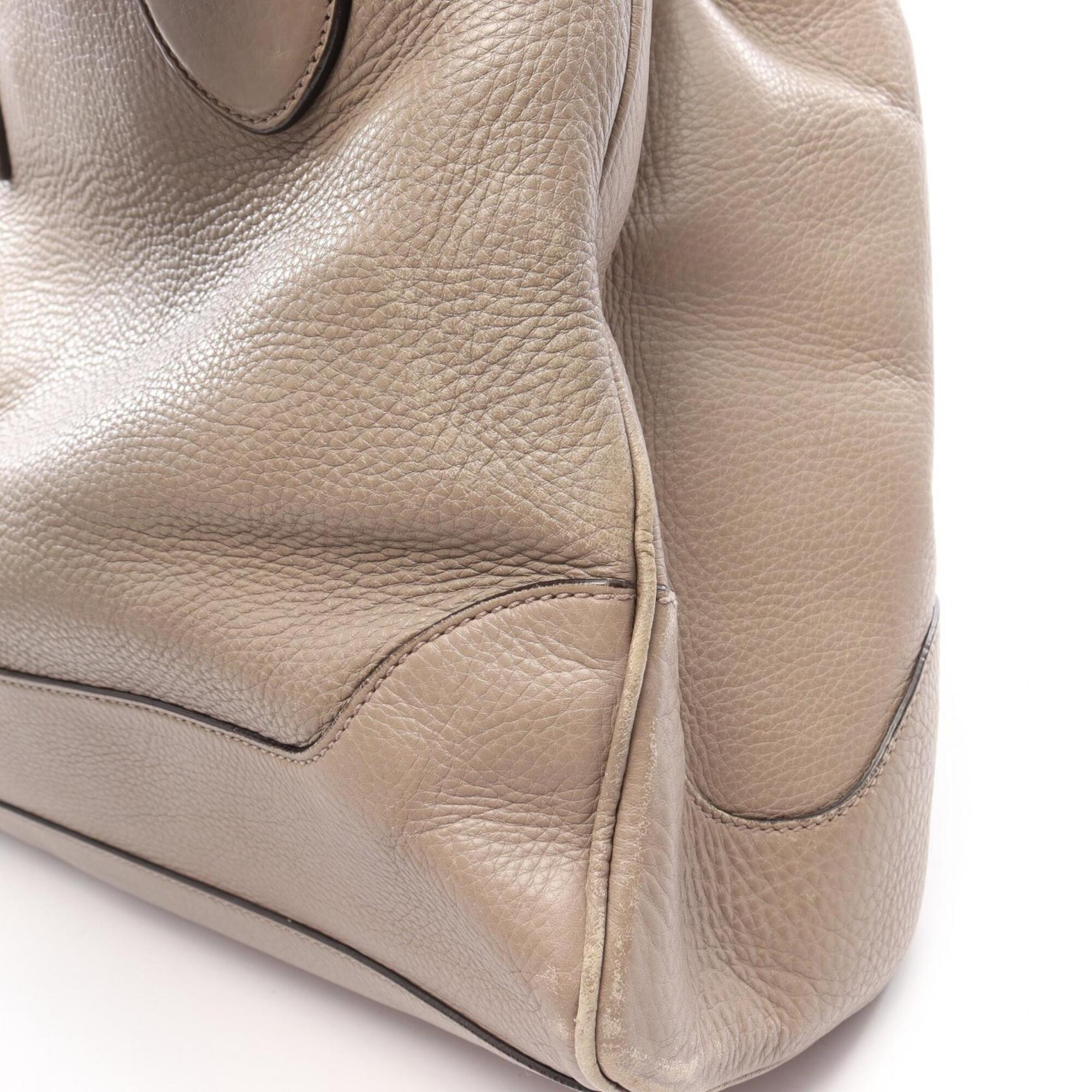 Gucci Beige Leather Handbag Tote Bag (Pre-Owned)