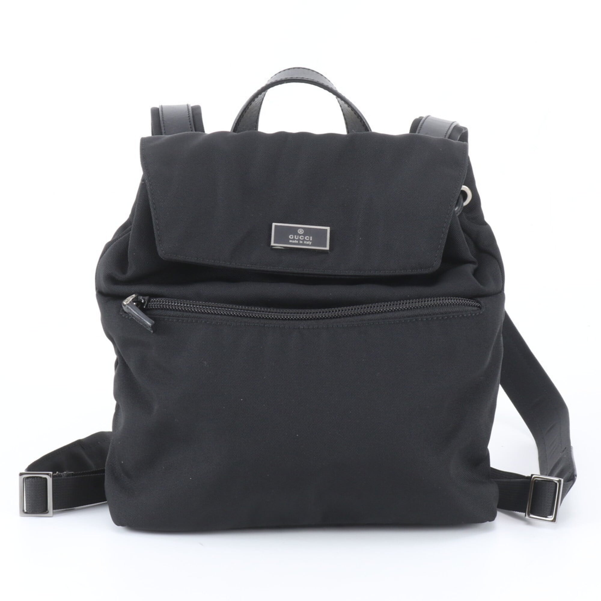 Gucci Black Leather Nylon Backpack Handbag (Pre-Owned)