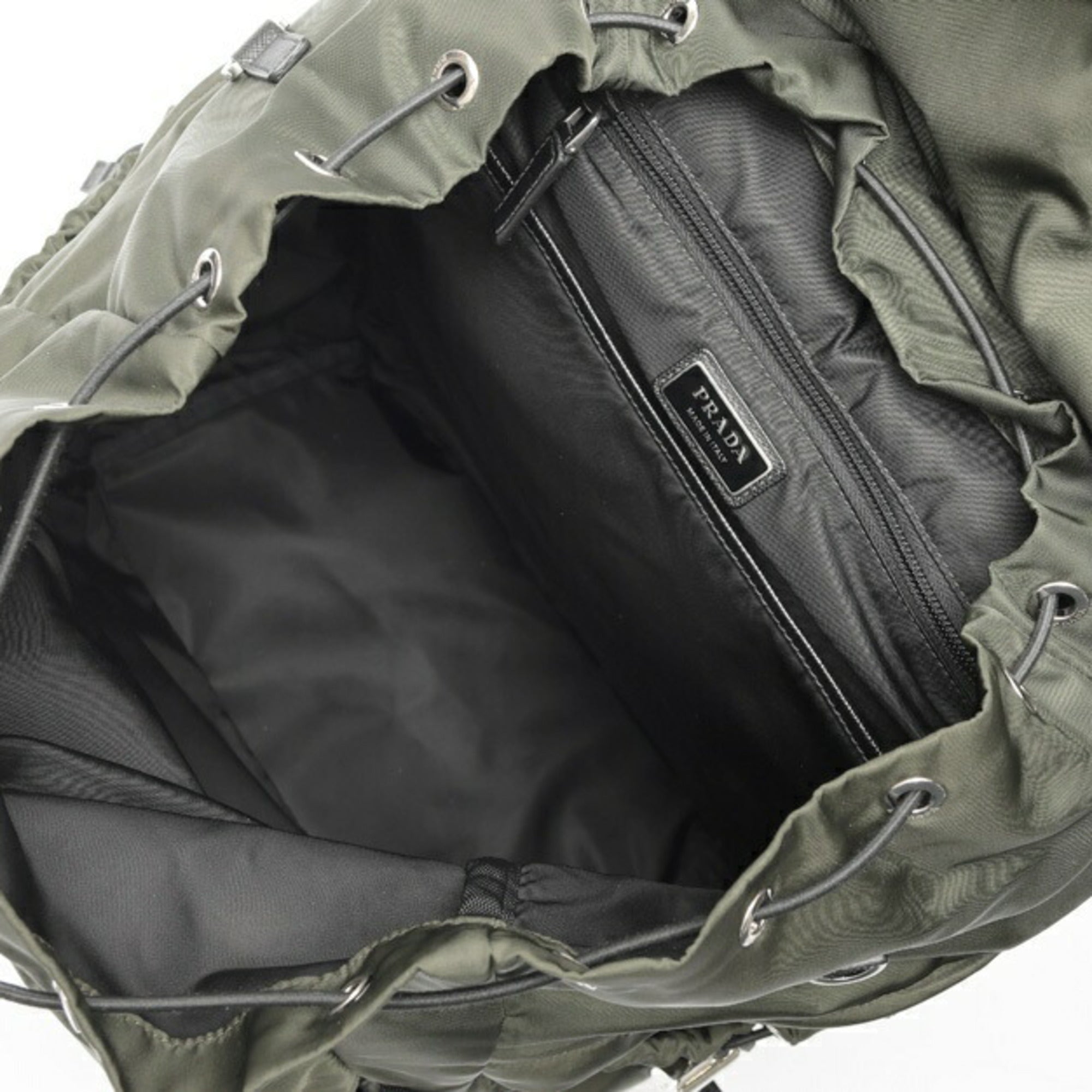 Prada Khaki Nylon Saffiano Triangle Backpack (Pre-Owned)