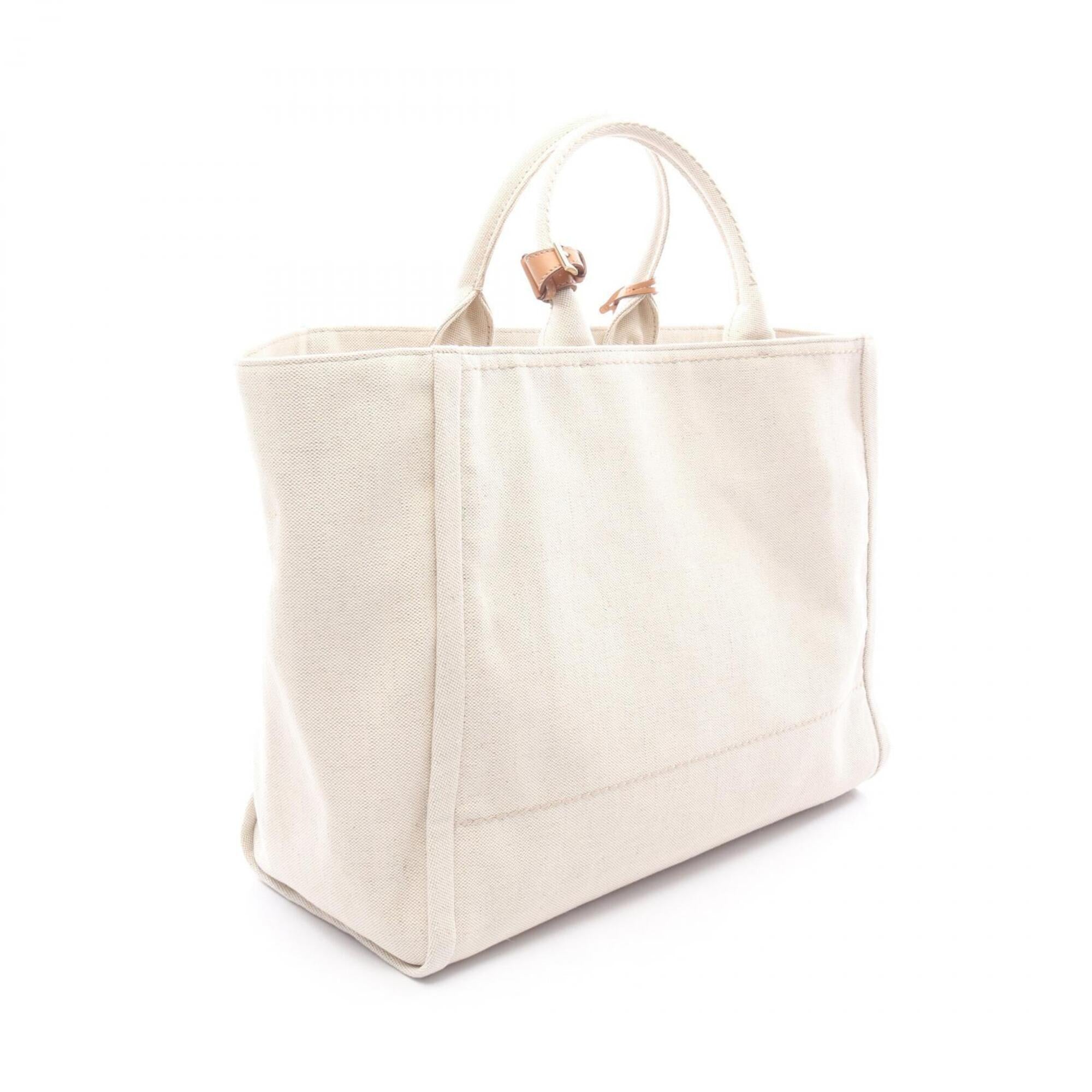 Prada Brown Ivory Canvas Handbag Tote Bag (Pre-Owned)