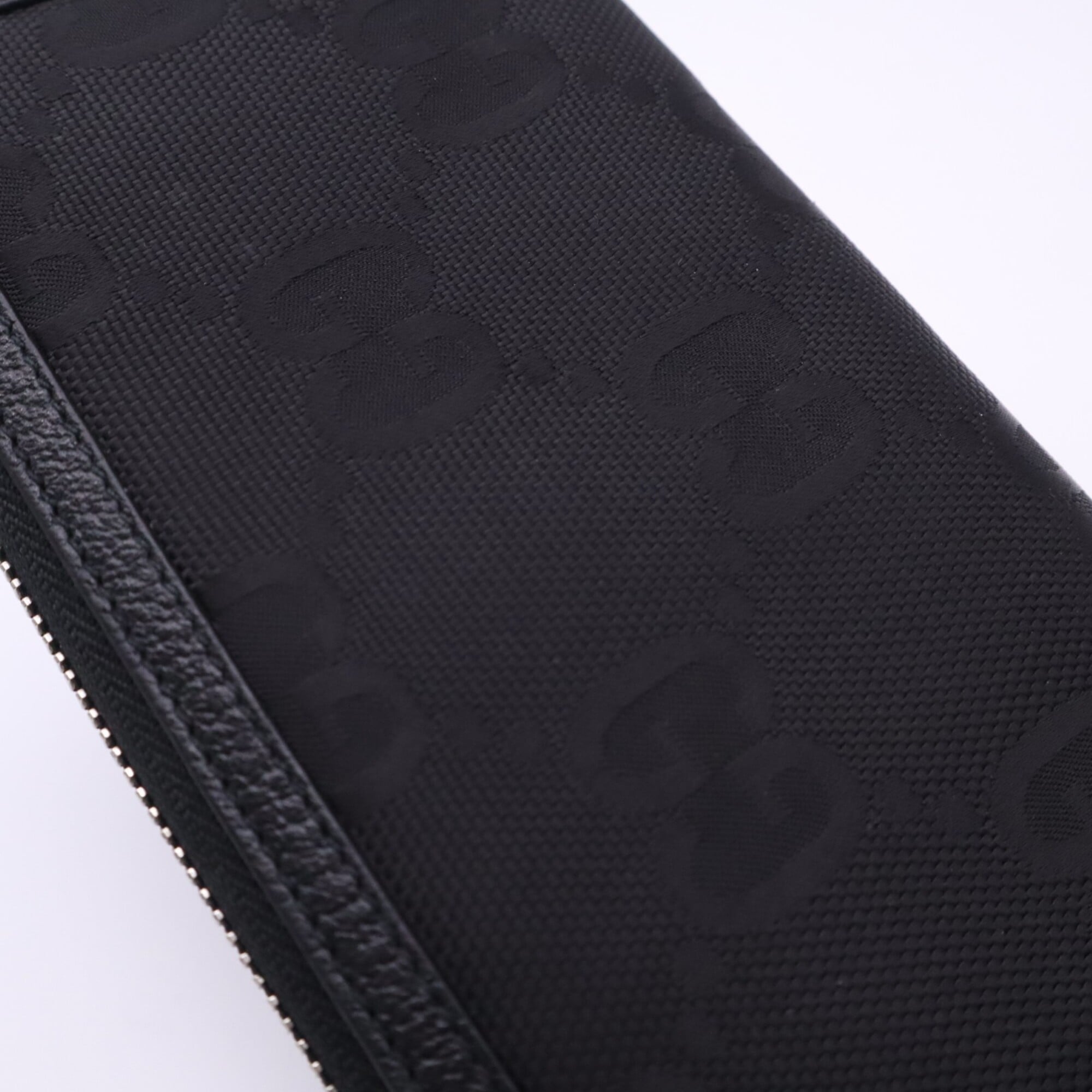 Gucci Gold Black Canvas Leather Long Wallet (Bi-Fold) (Pre-Owned)
