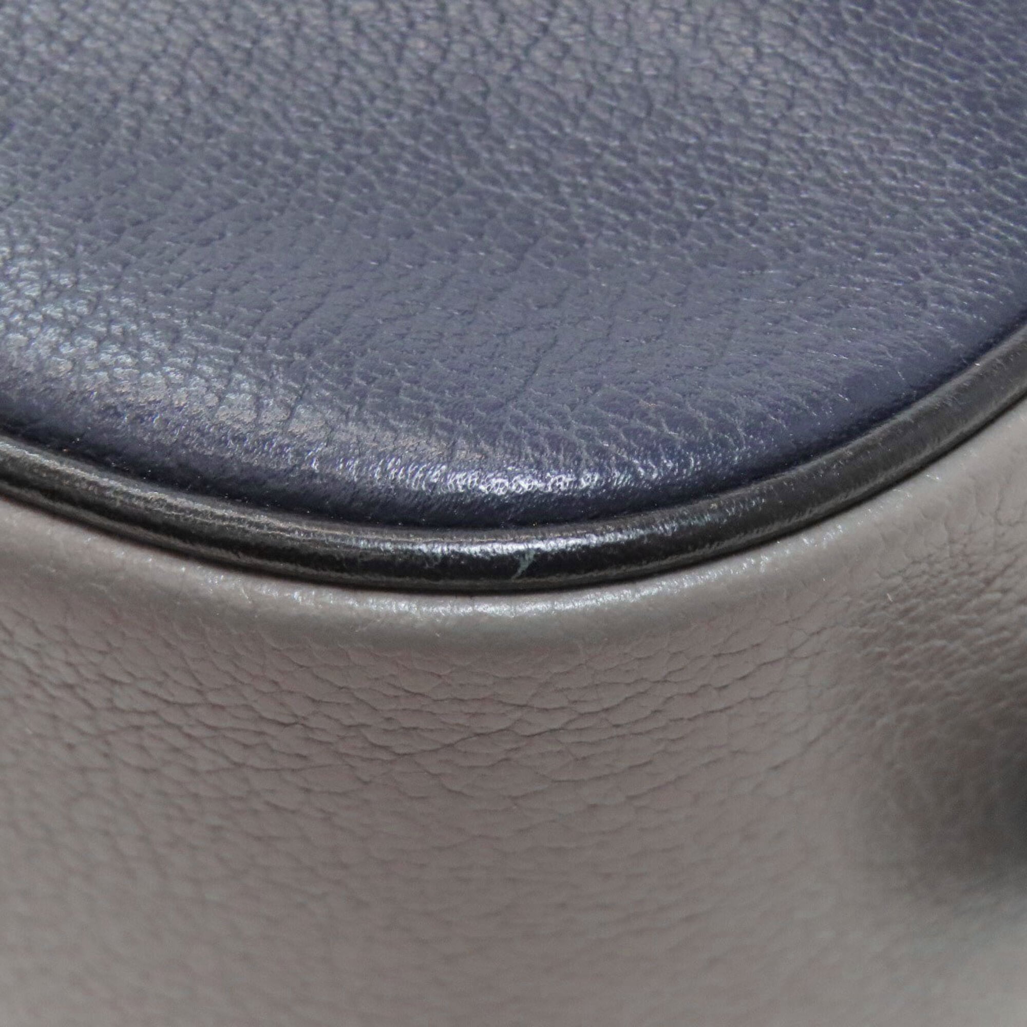 Coach Gray Navy Leather Shoulder Bag (Pre-Owned)