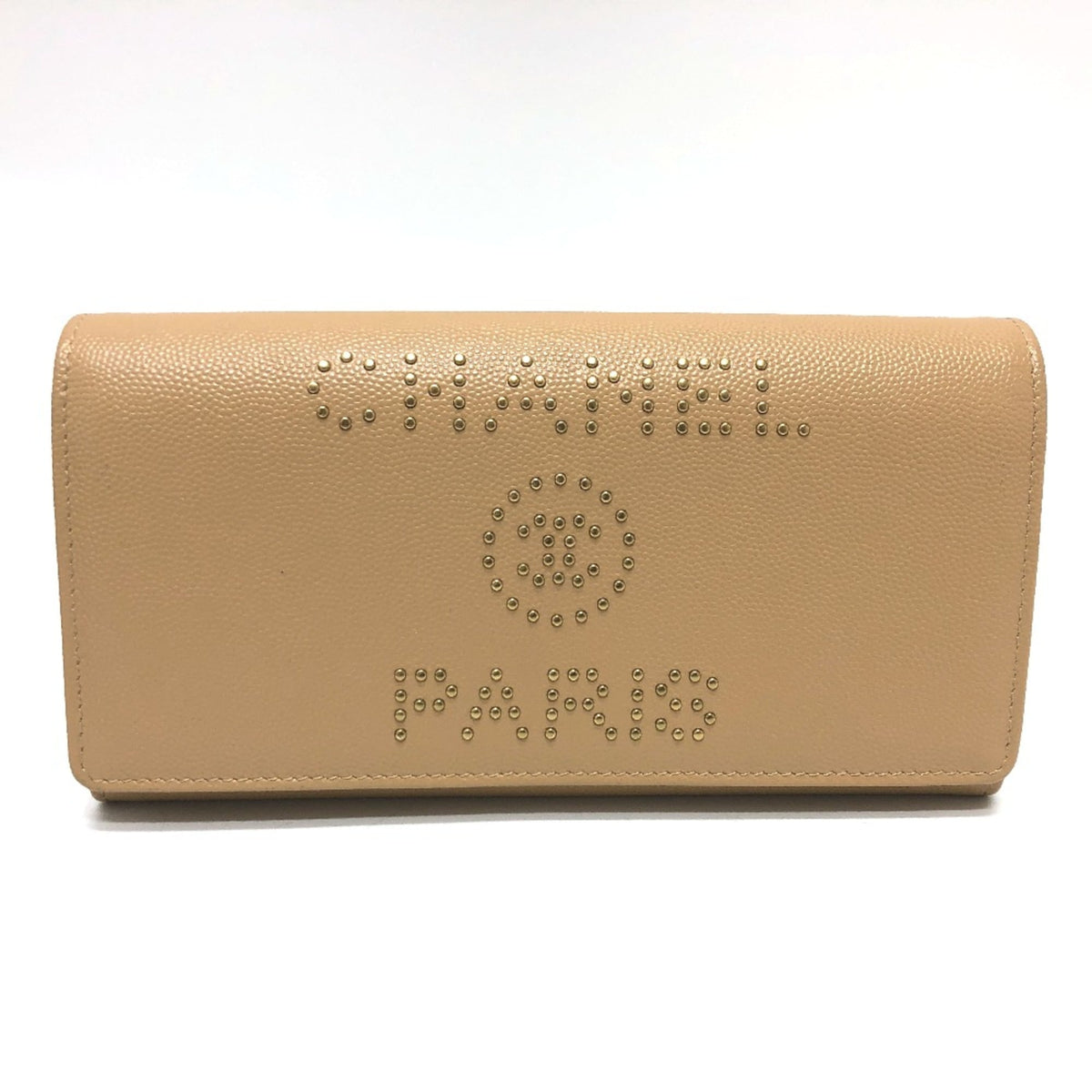 Chanel Beige Leather Long Wallet (Bi-Fold) (Pre-Owned)