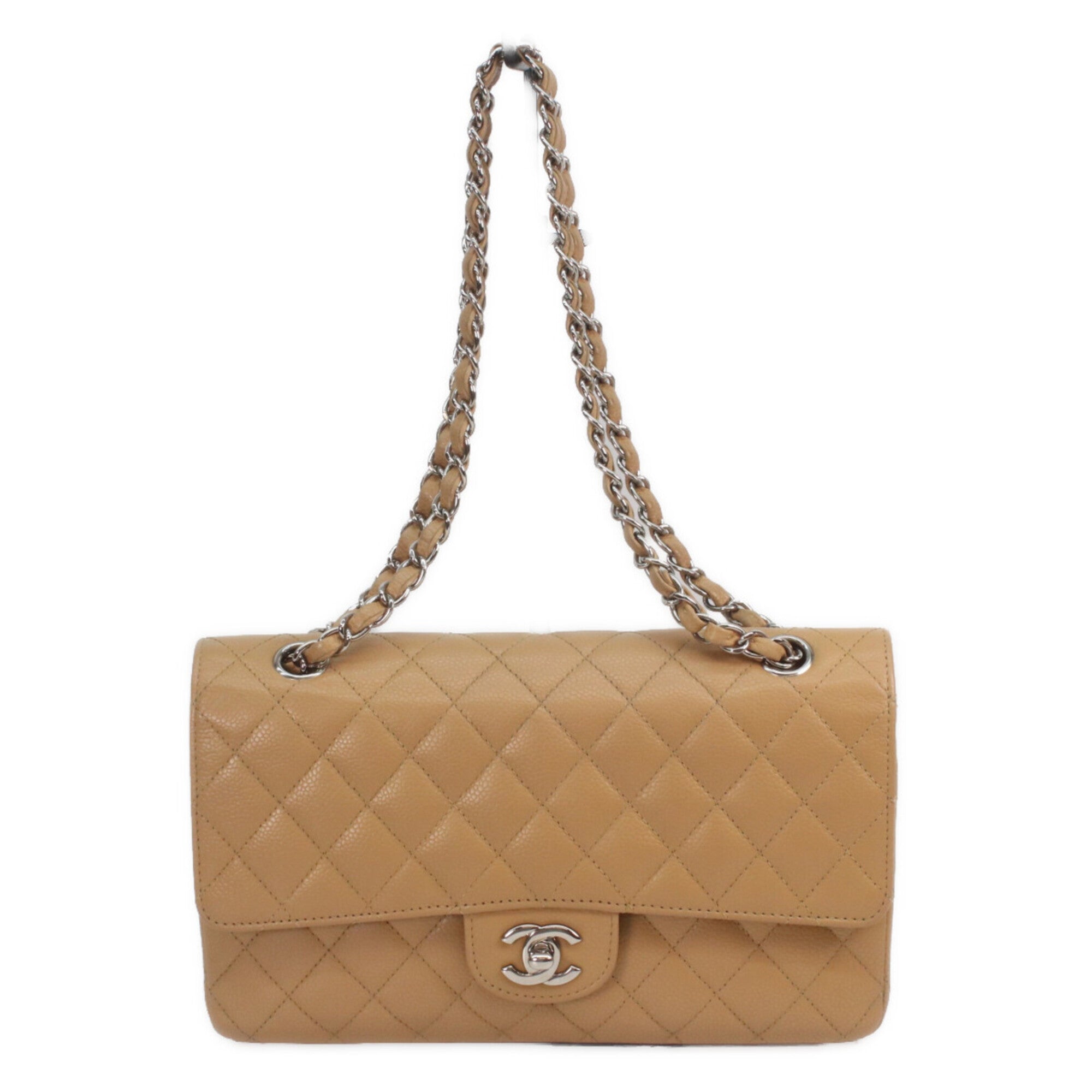 Chanel Beige Grained Calfskin Shoulder Bag (Pre-Owned)