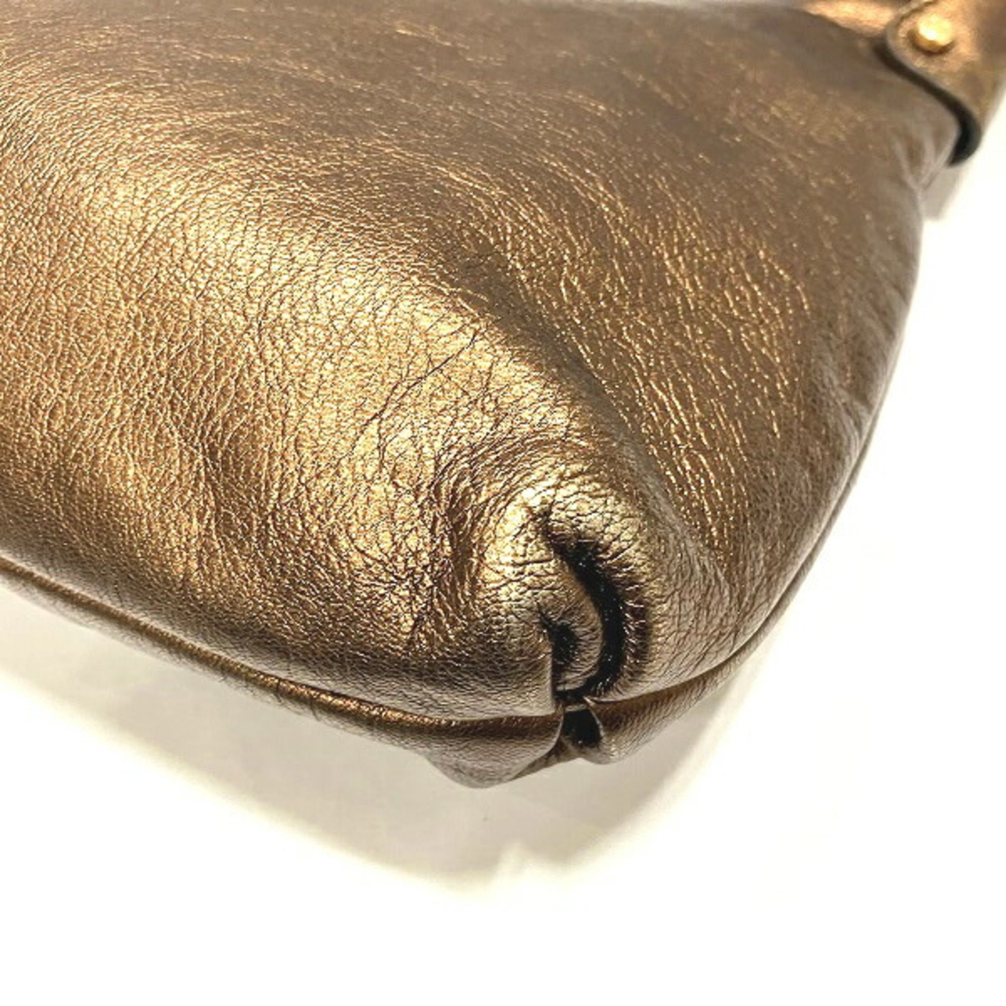 Salvatore Ferragamo Bronze Leather Shoulder Bag (Pre-Owned)
