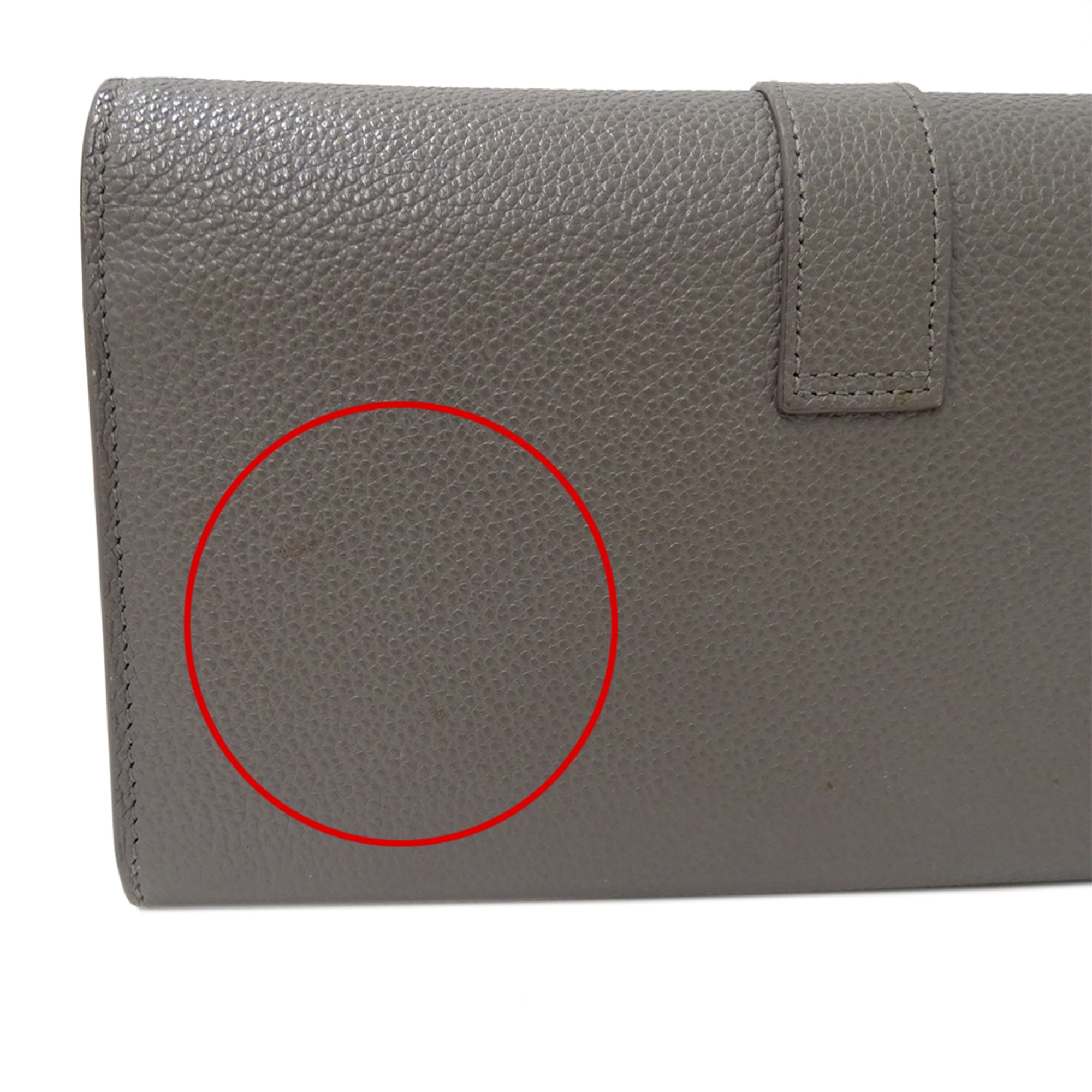 Saint Laurent Gray Leather Long Wallet (Bi-Fold) (Pre-Owned)