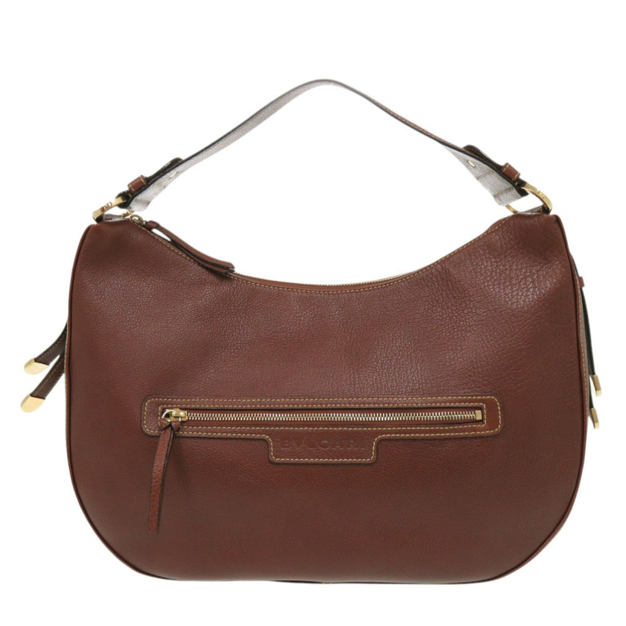 Bvlgari Brown Leather Handbag Shoulder Bag (Pre-Owned)