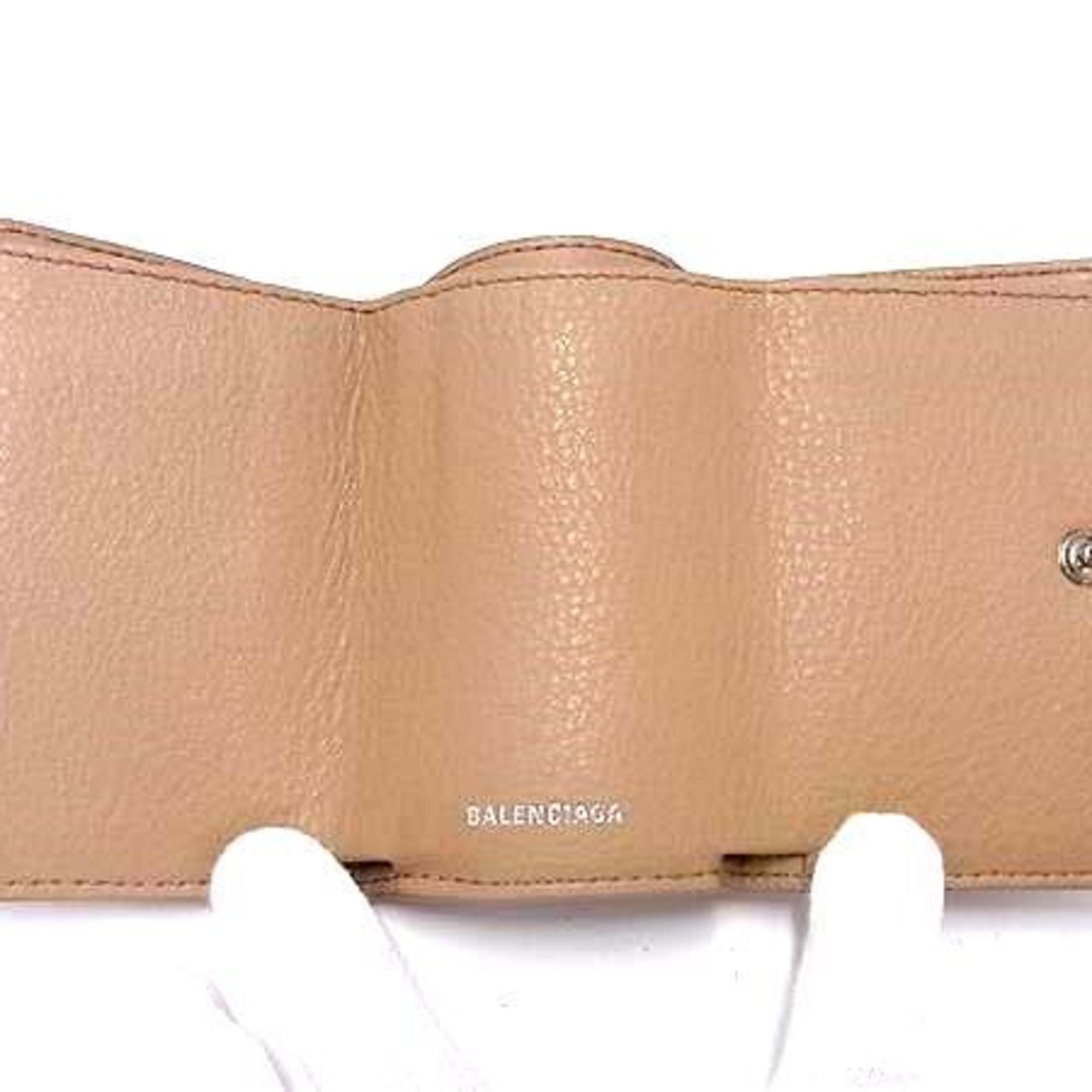 Balenciaga Beige Leather Wallet (Tri-Fold) (Pre-Owned)