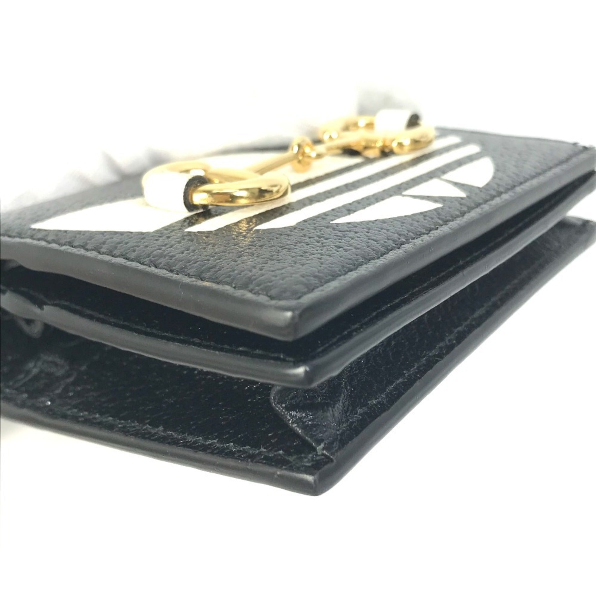 Gucci Black White Leather Chain/Shoulder Wallet (Pre-Owned)