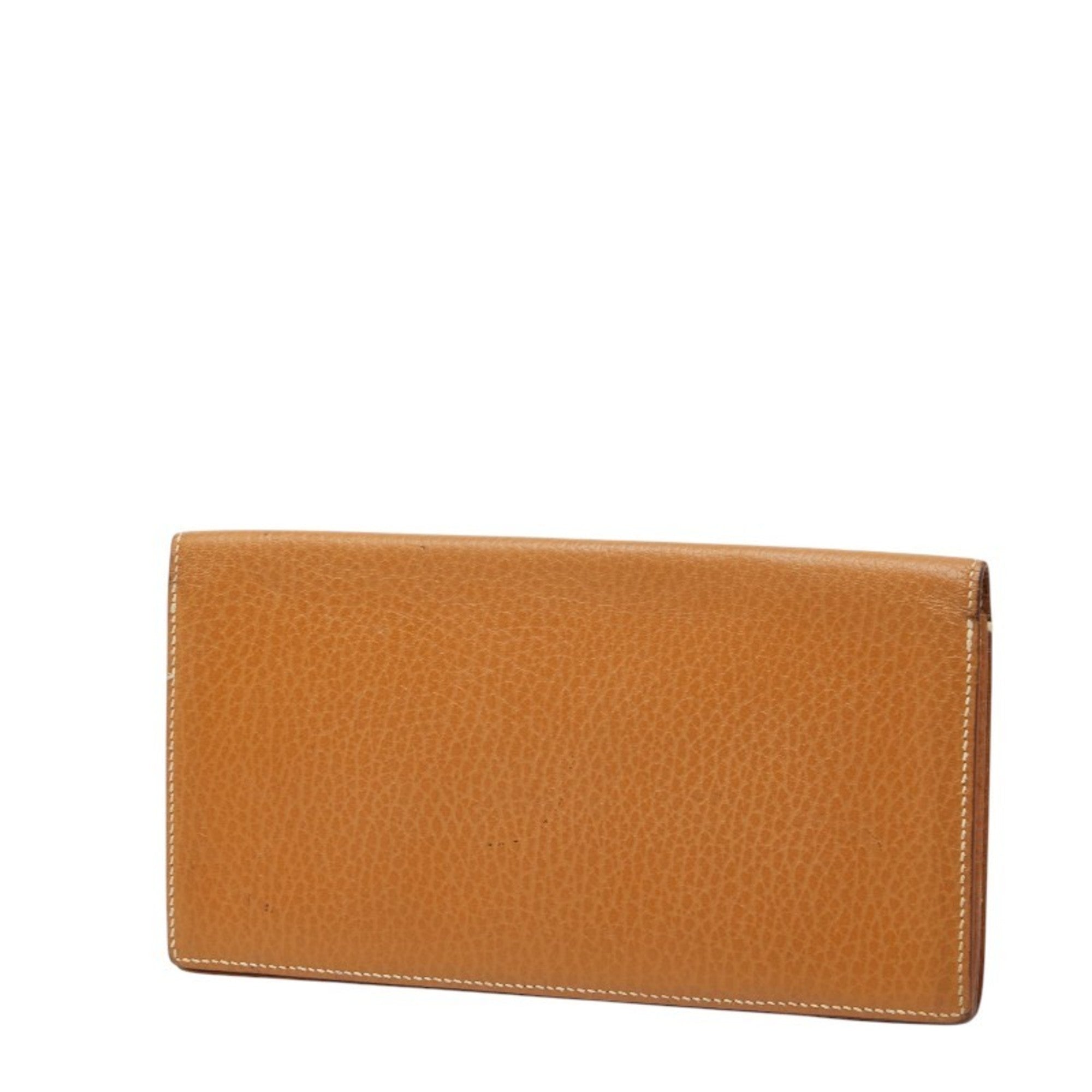 Hermes Mc2 Brown Taurillon Clemence Leather Long Wallet (Bi-Fold) (Pre-Owned)