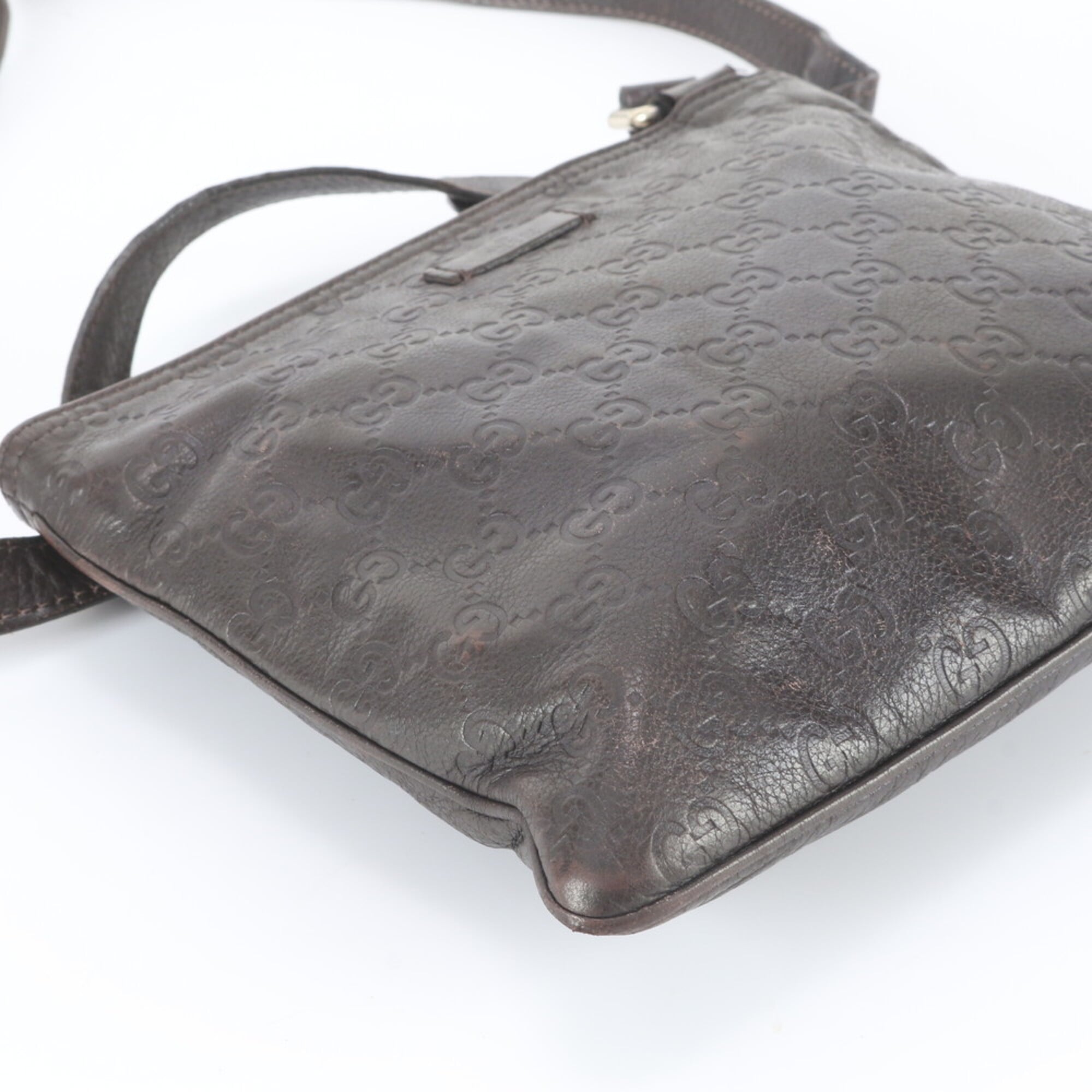 Gucci Brown Leather Messenger Bag Shoulder Bag Tote Bag (Pre-Owned)