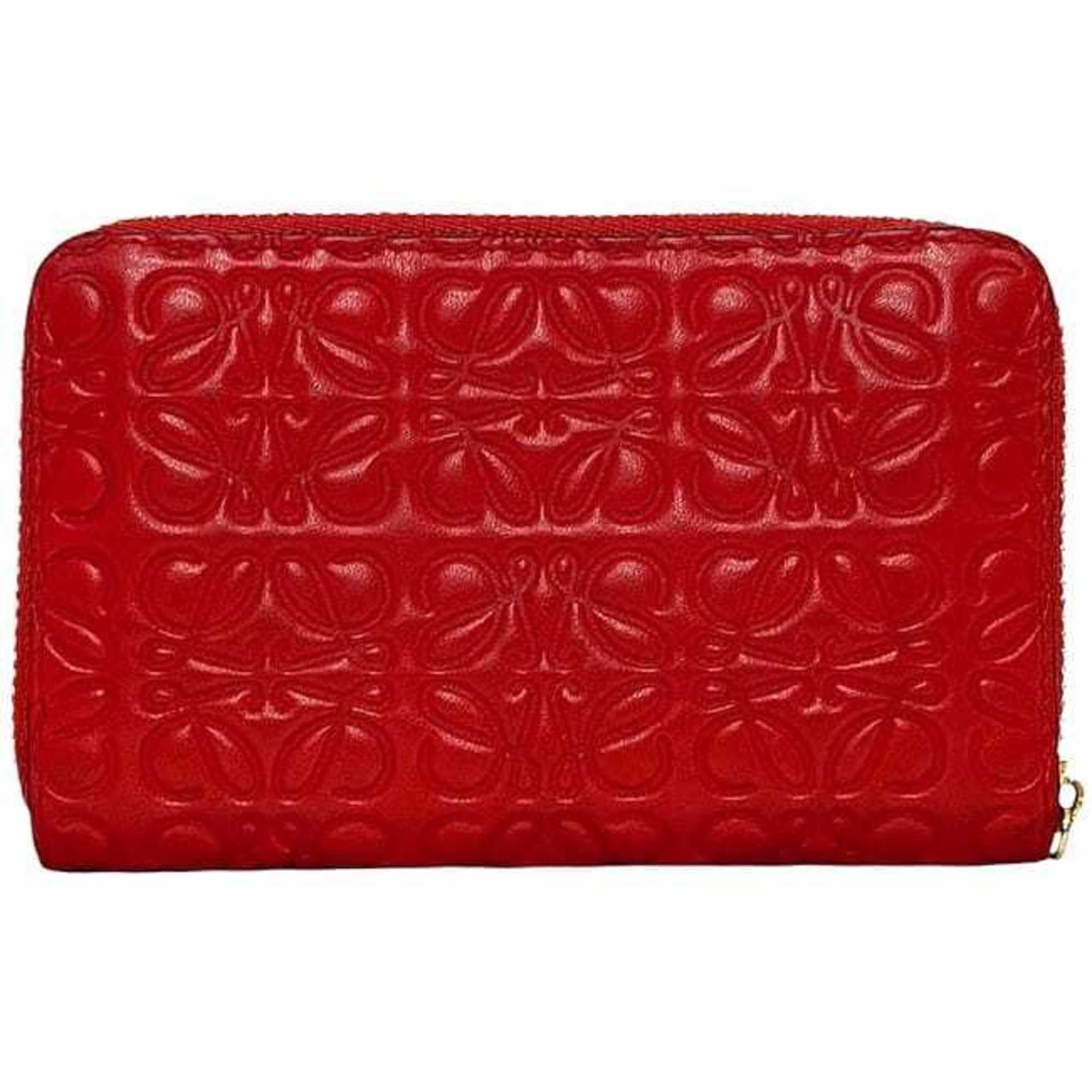 Loewe Red Color Leather Coin Purse/Coin Case (Pre-Owned)