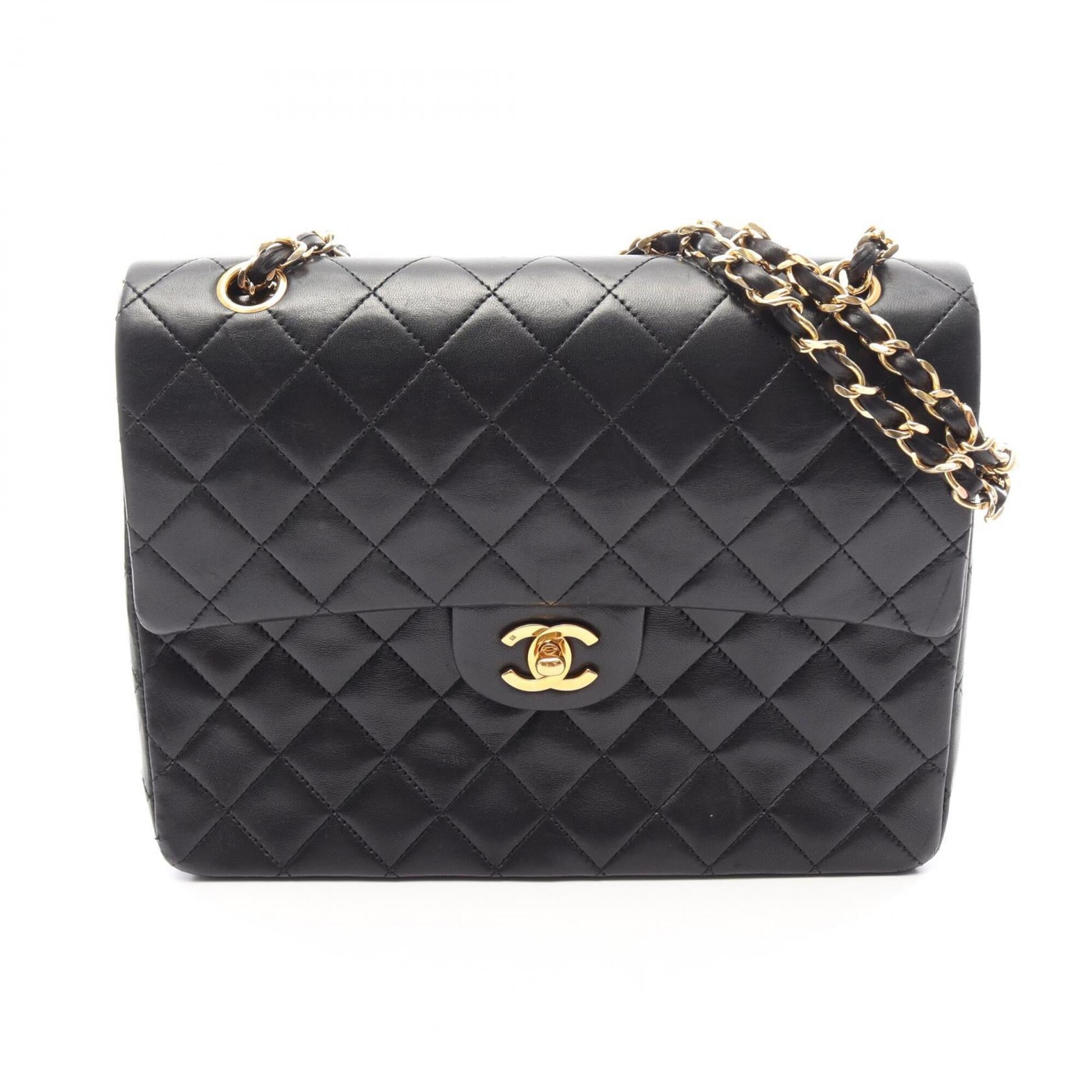 Chanel Black Leather Handbag Shoulder Bag (Pre-Owned)
