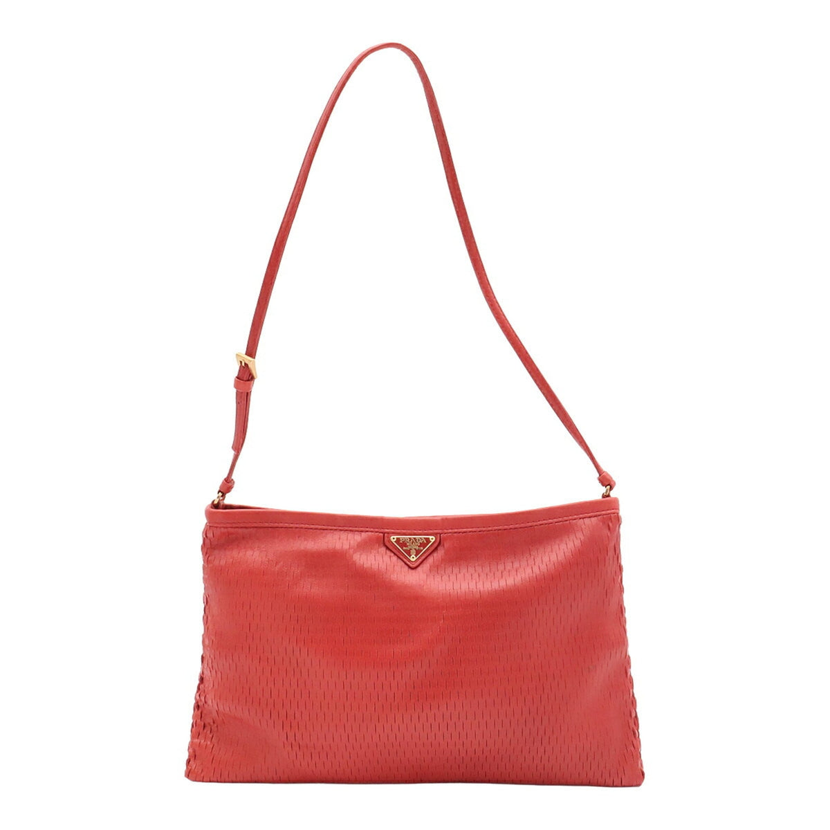 Prada Red Color Leather Shoulder Bag (Pre-Owned)