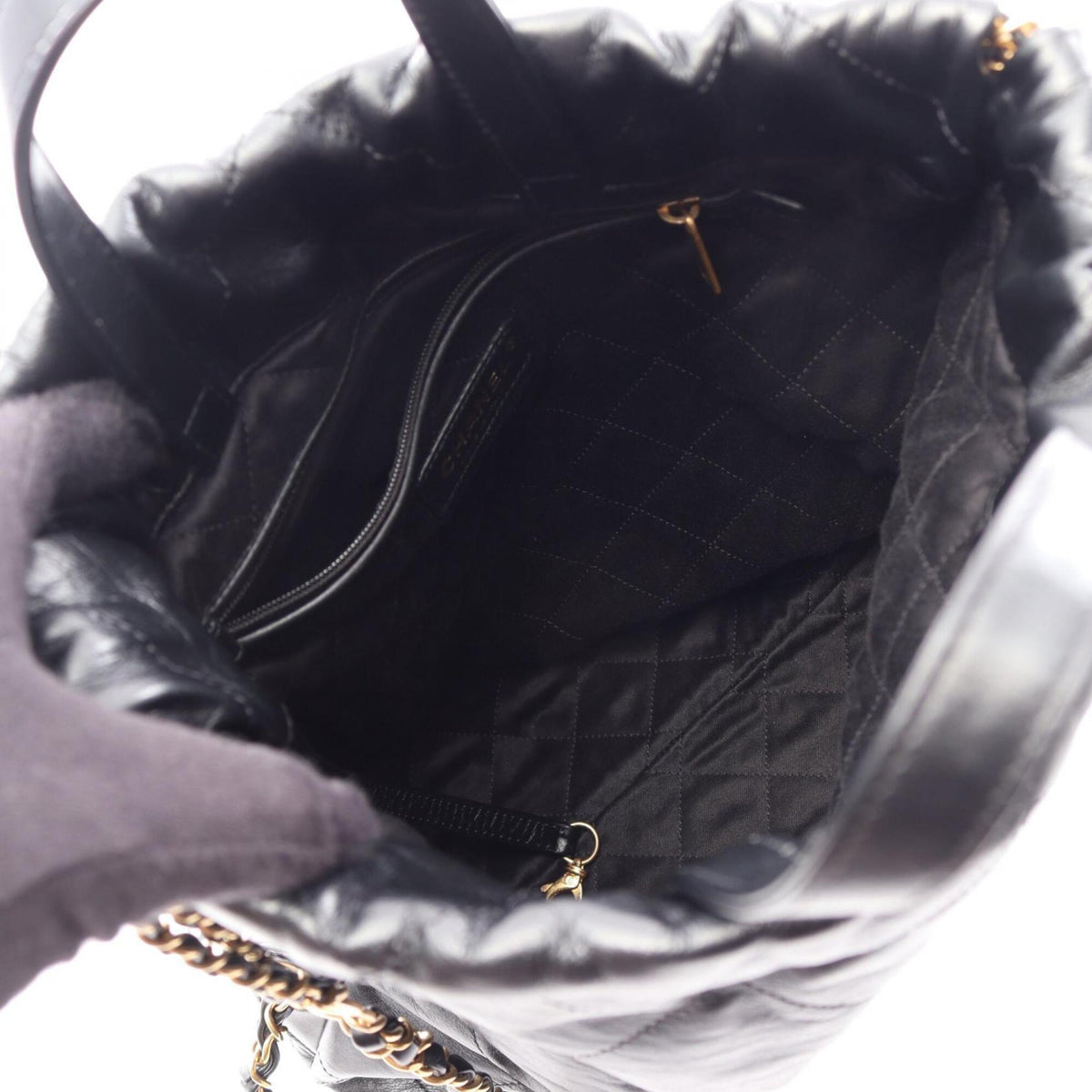 Chanel Black Leather Backpack Handbag (Pre-Owned)