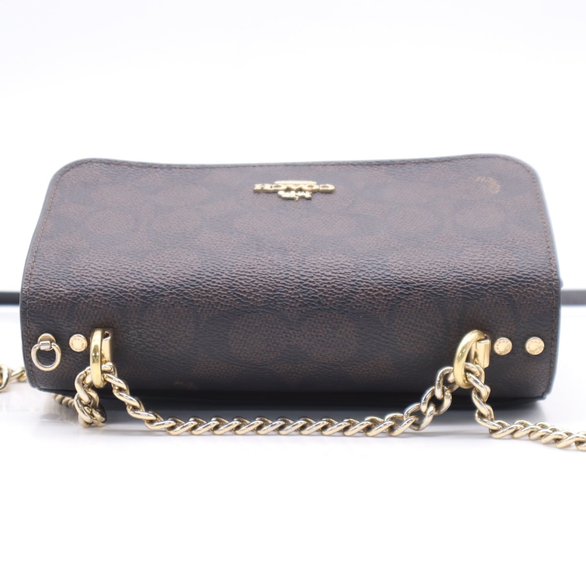 Coach Signature Brown Coated Canvas Leather Crossbody Bag Shoulder Bag (Pre-Owned)