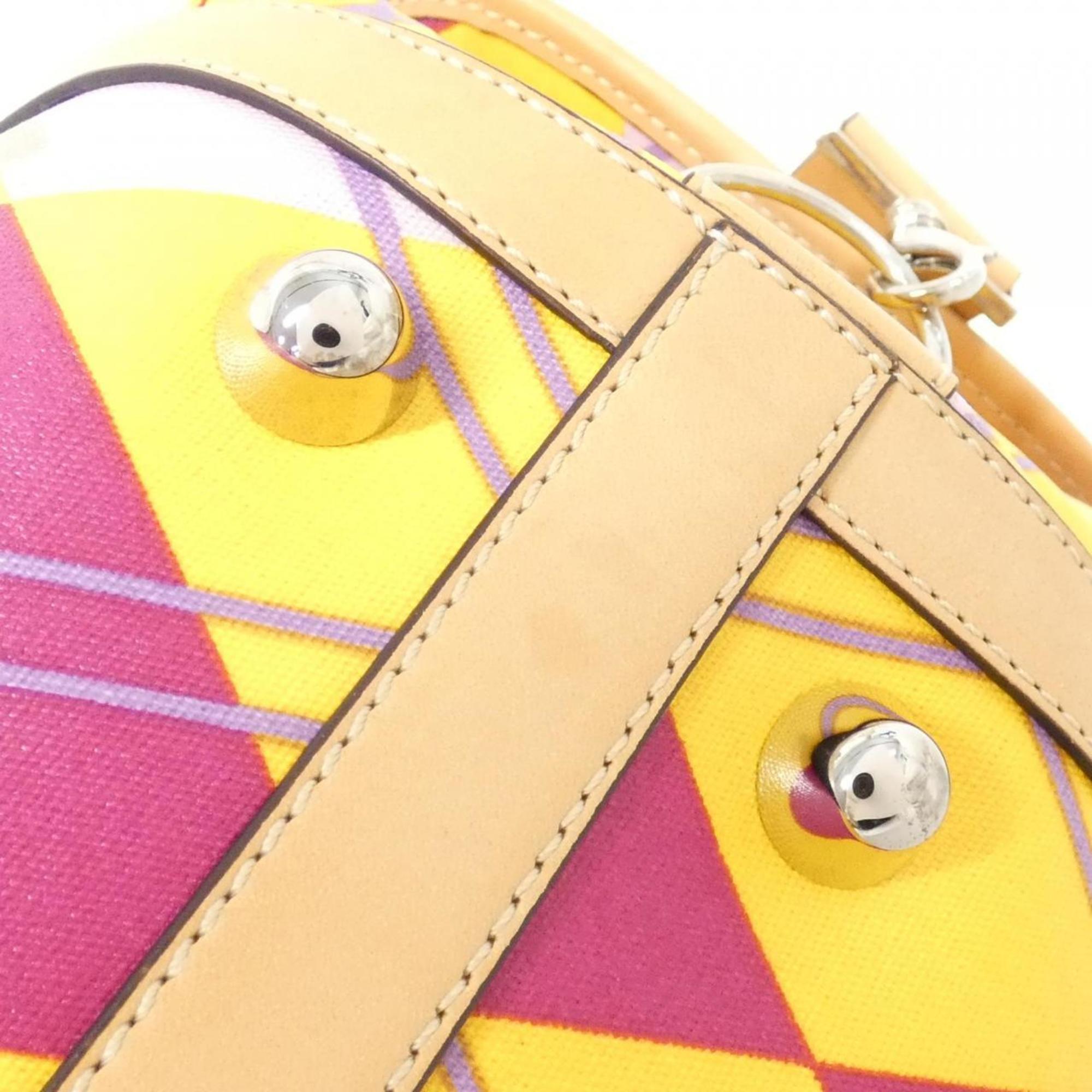 Christian Dior Multi-Color Coated Canvas Leather Boston Bag (Pre-Owned)