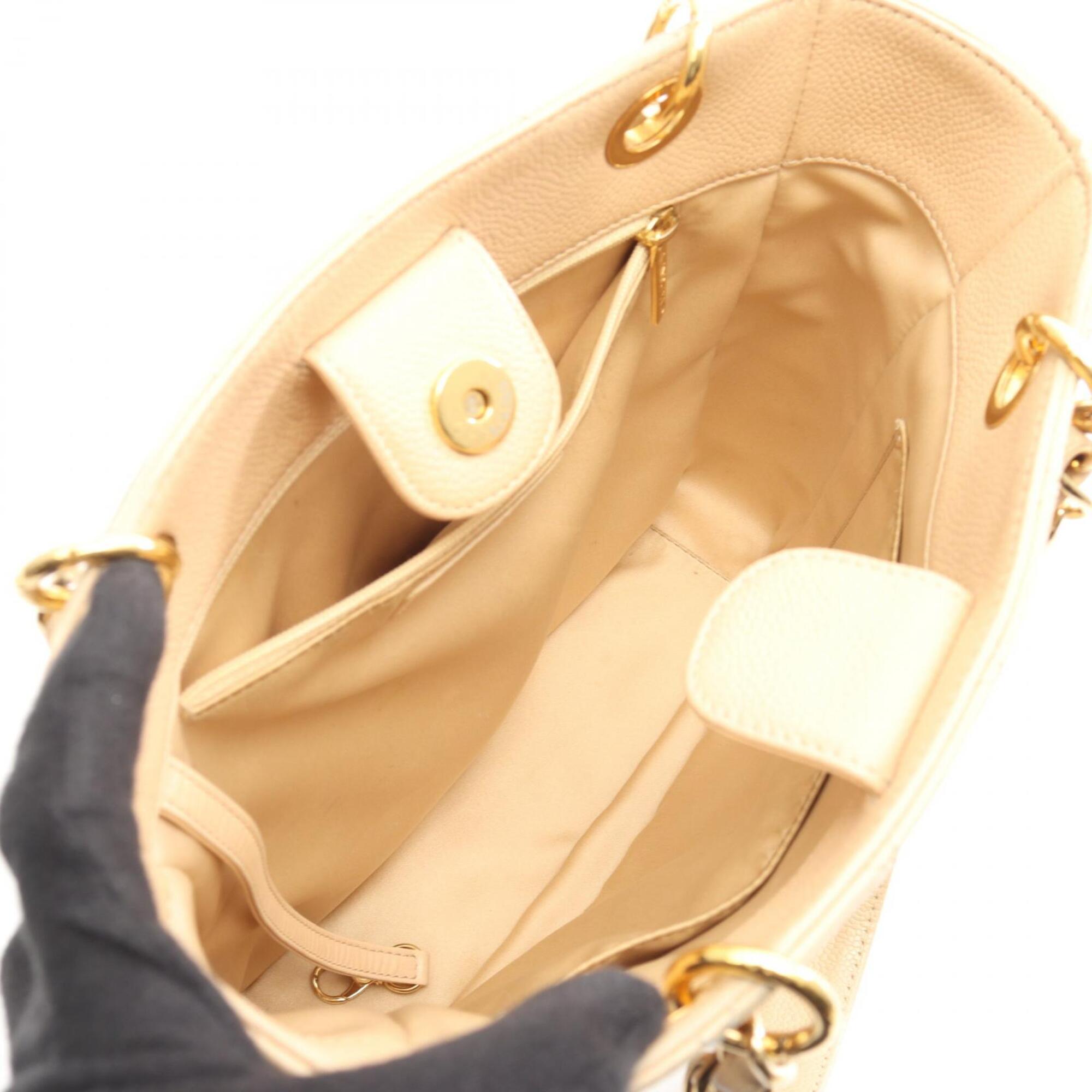 Chanel Beige Grained Calfskin Handbag Tote Bag (Pre-Owned)