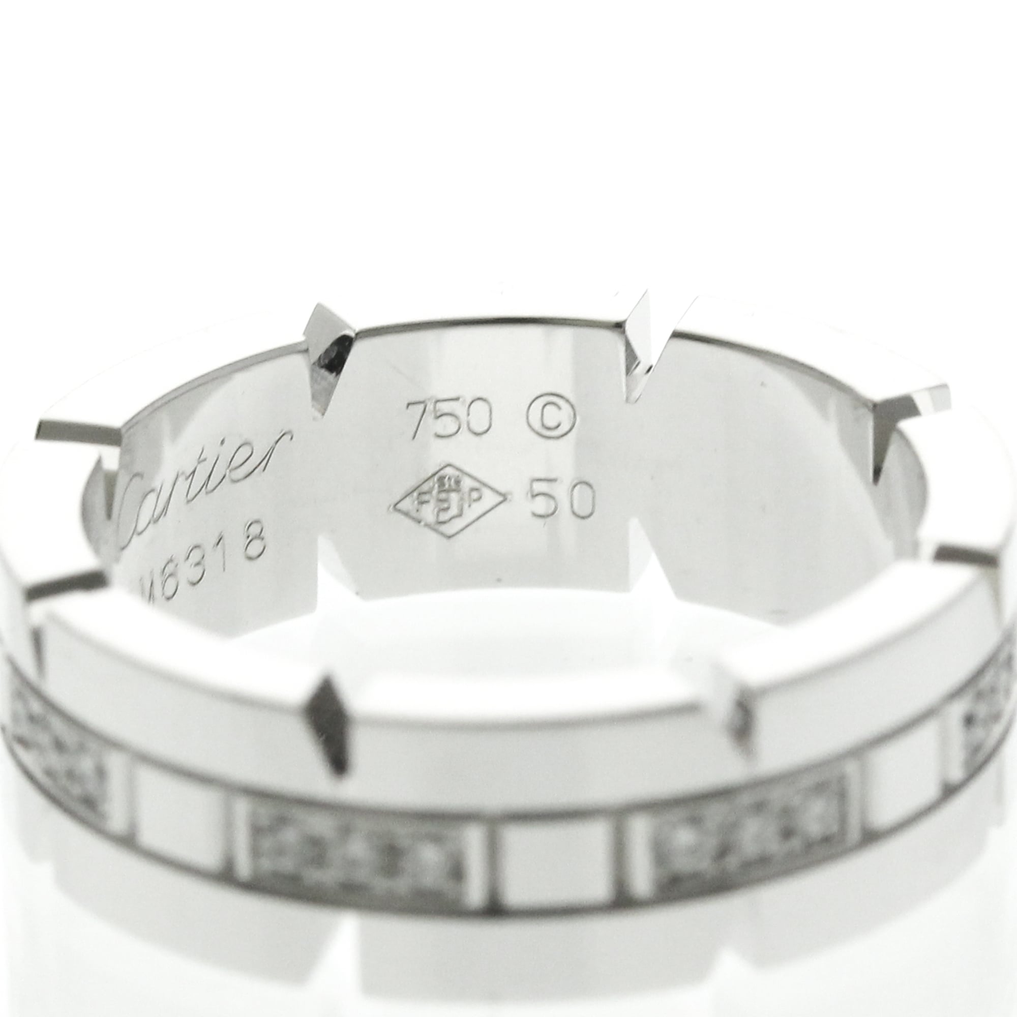 Cartier Tank Francaise Ring 18K White Gold And Diamonds Silver White_Gold Ring Jewelry (Pre-Owned)