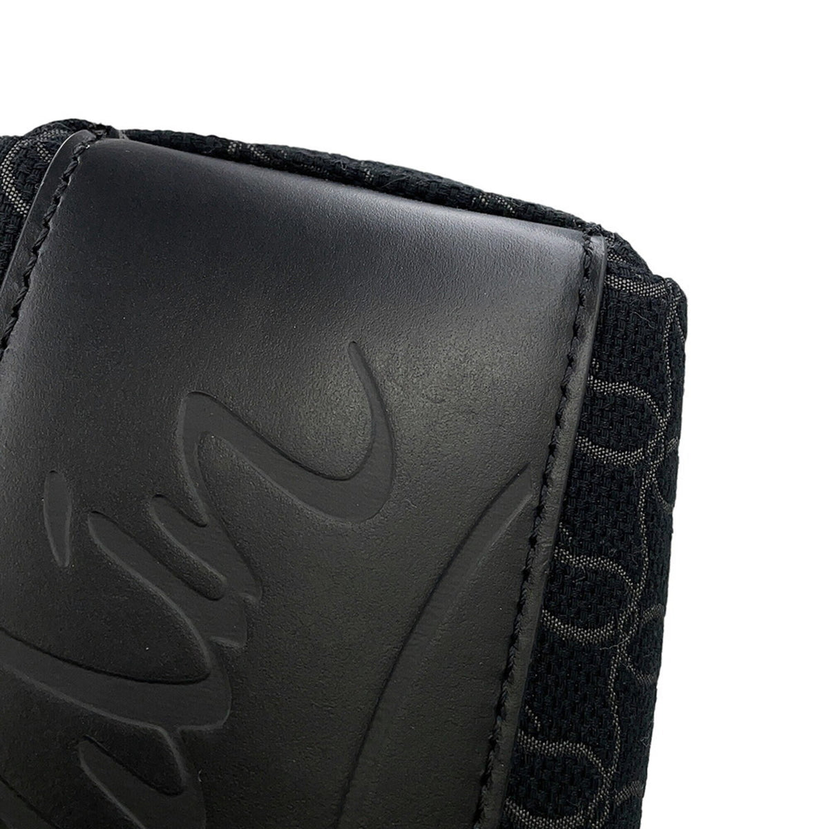 Christian Louboutin Black Canvas Leather Clutch Bag Handbag (Pre-Owned)