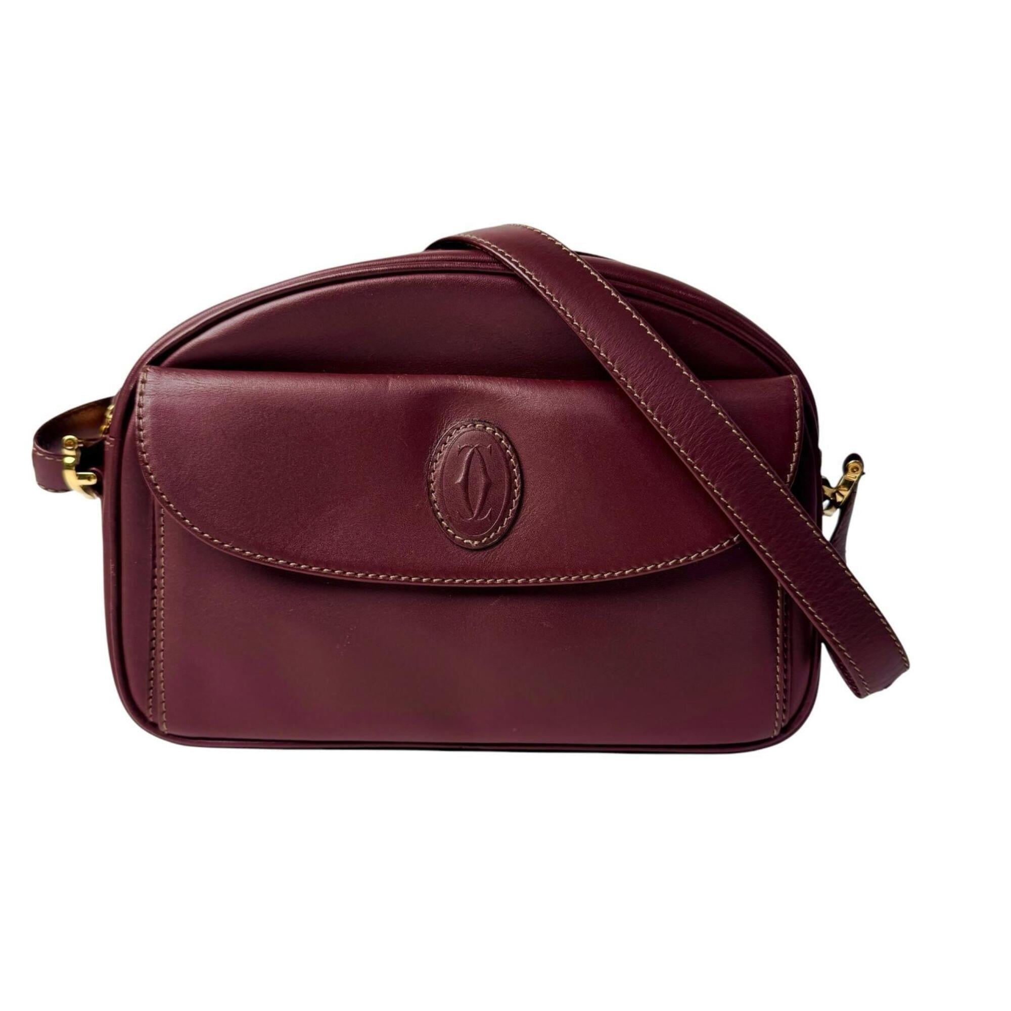 Cartier Bordeaux Leather Shoulder Bag (Pre-Owned)
