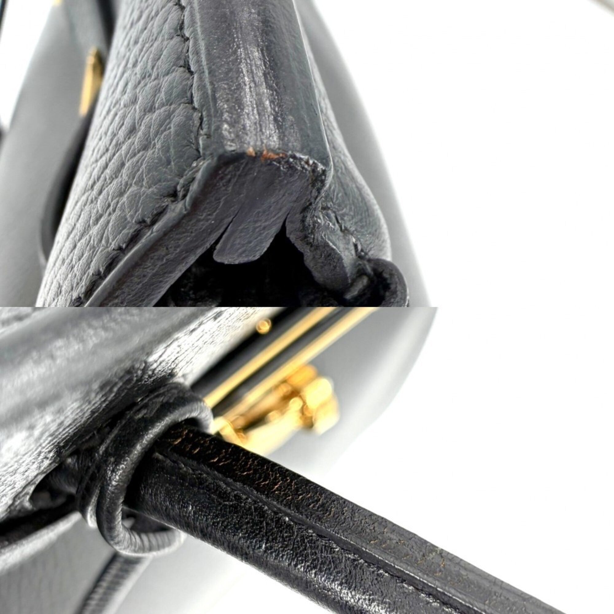Hermes Black Leather Handbag (Pre-Owned)