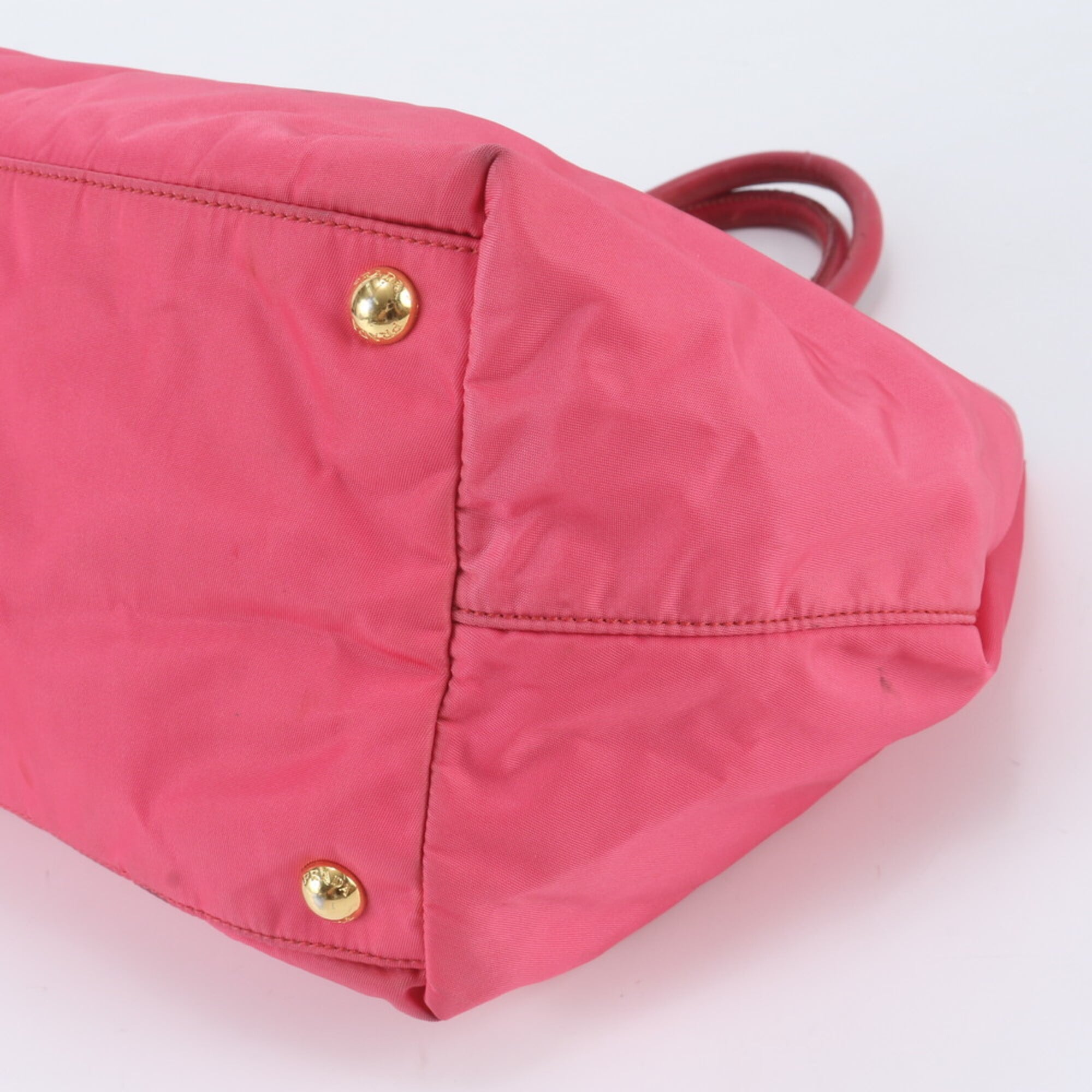 Prada Pink Nylon Leather Handbag Tote Bag (Pre-Owned)