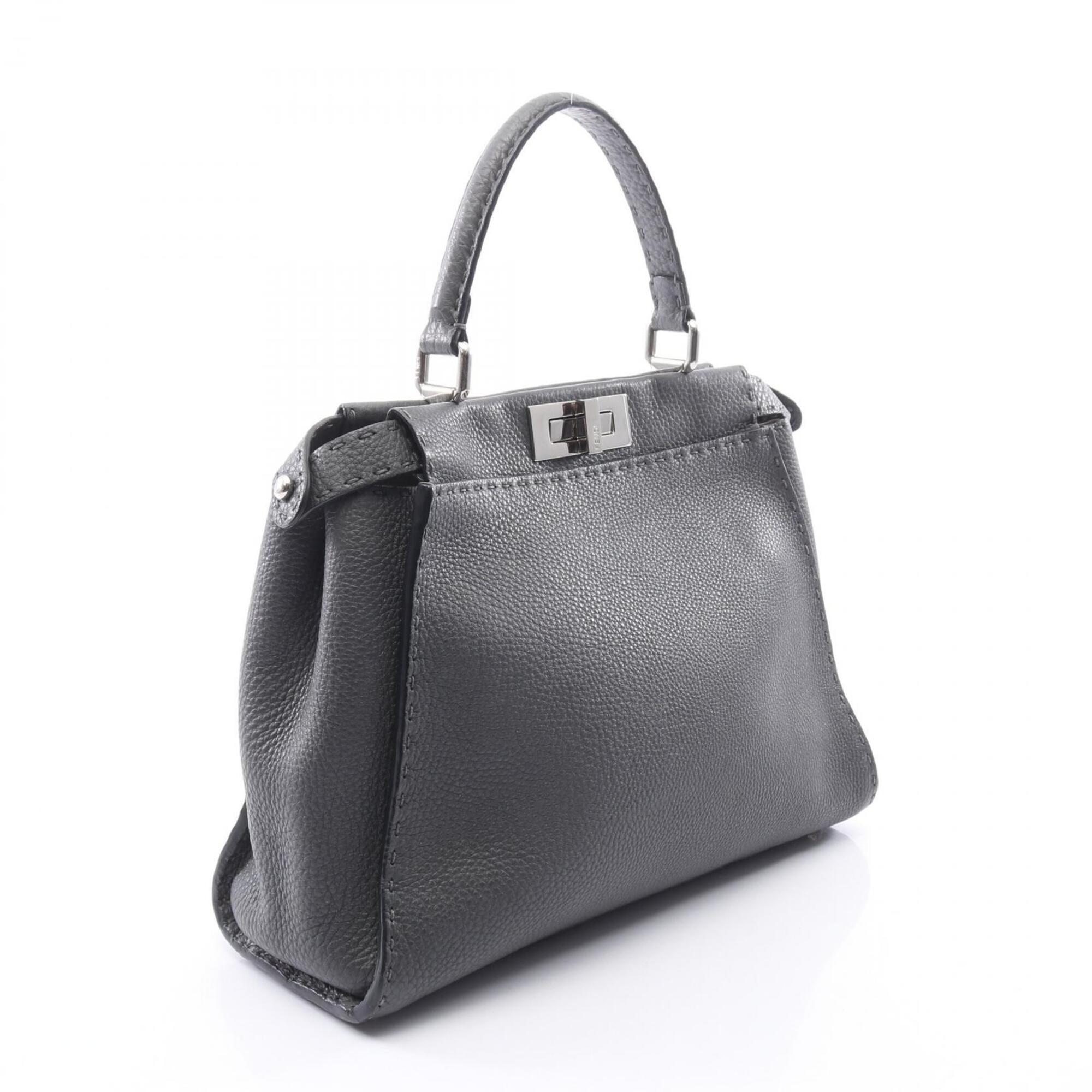 Fendi Gray Leather Handbag (Pre-Owned)