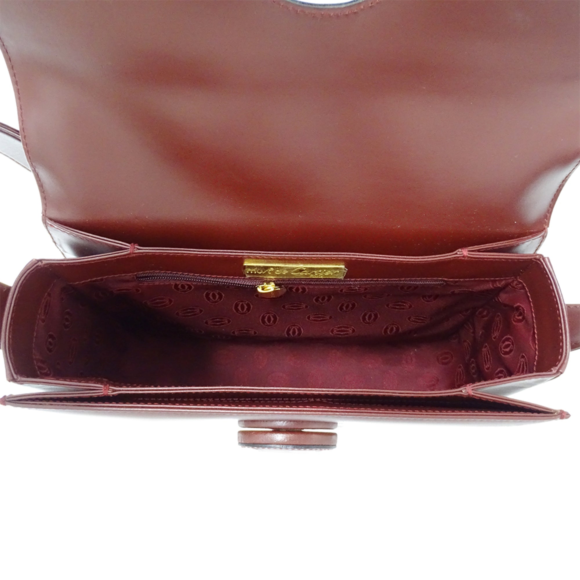 Cartier Must Bordeaux Leather Handbag Shoulder Bag (Pre-Owned)