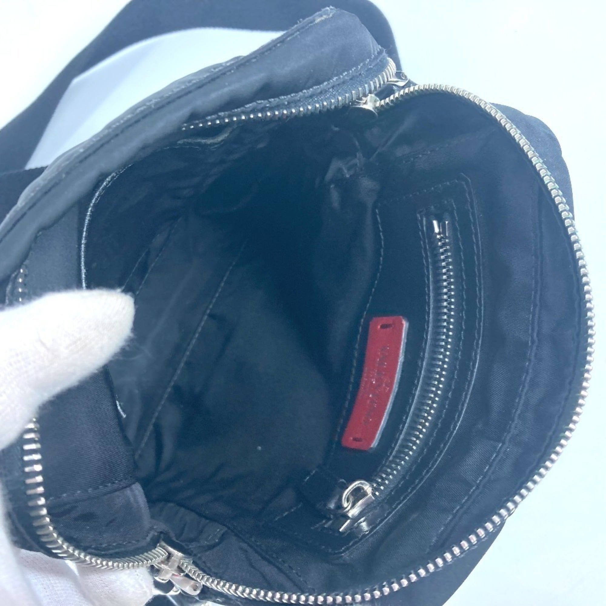 Valentino Black White Nylon Pochette Shoulder Bag (Pre-Owned)
