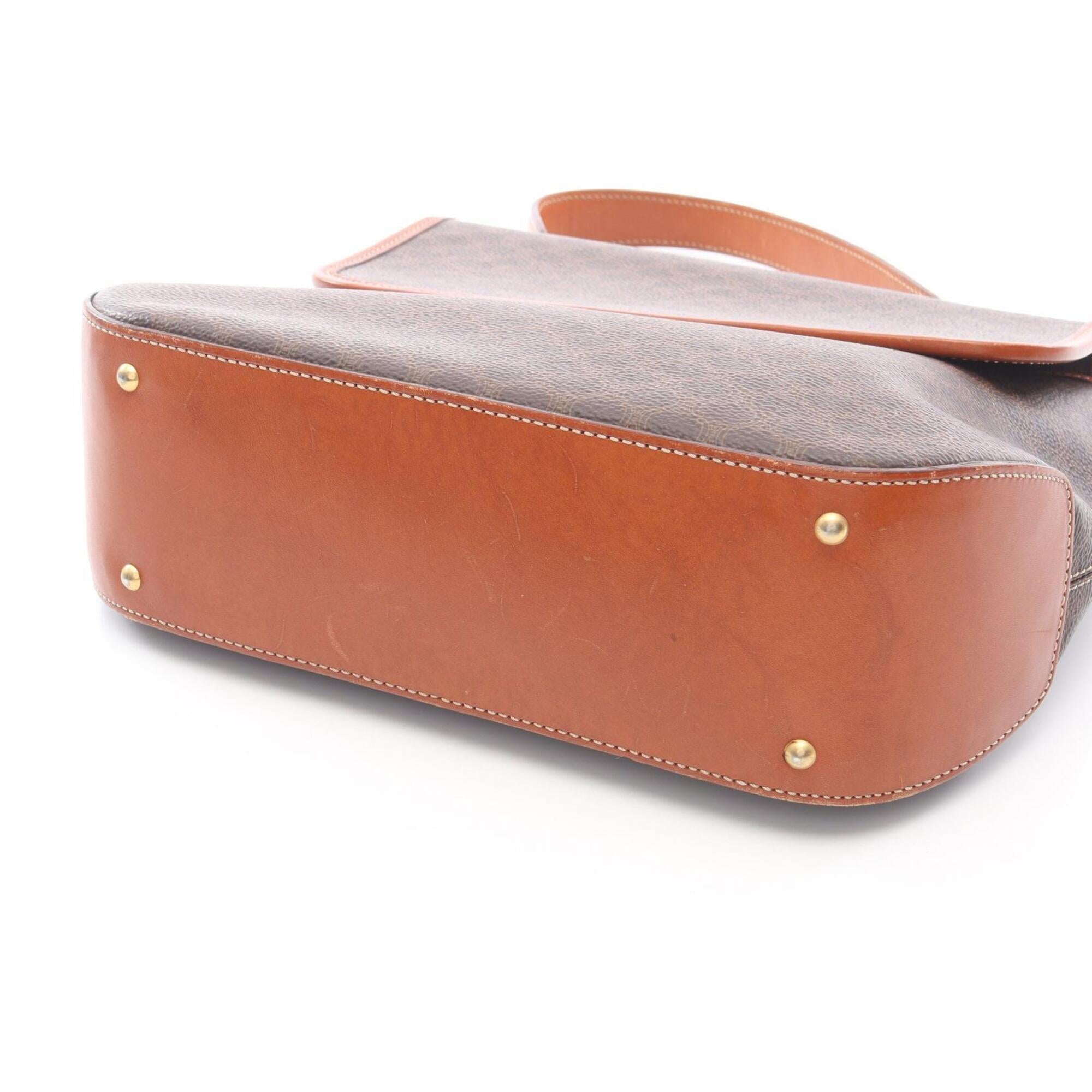 Celine Macadam Brown Coated Canvas Handbag (Pre-Owned)