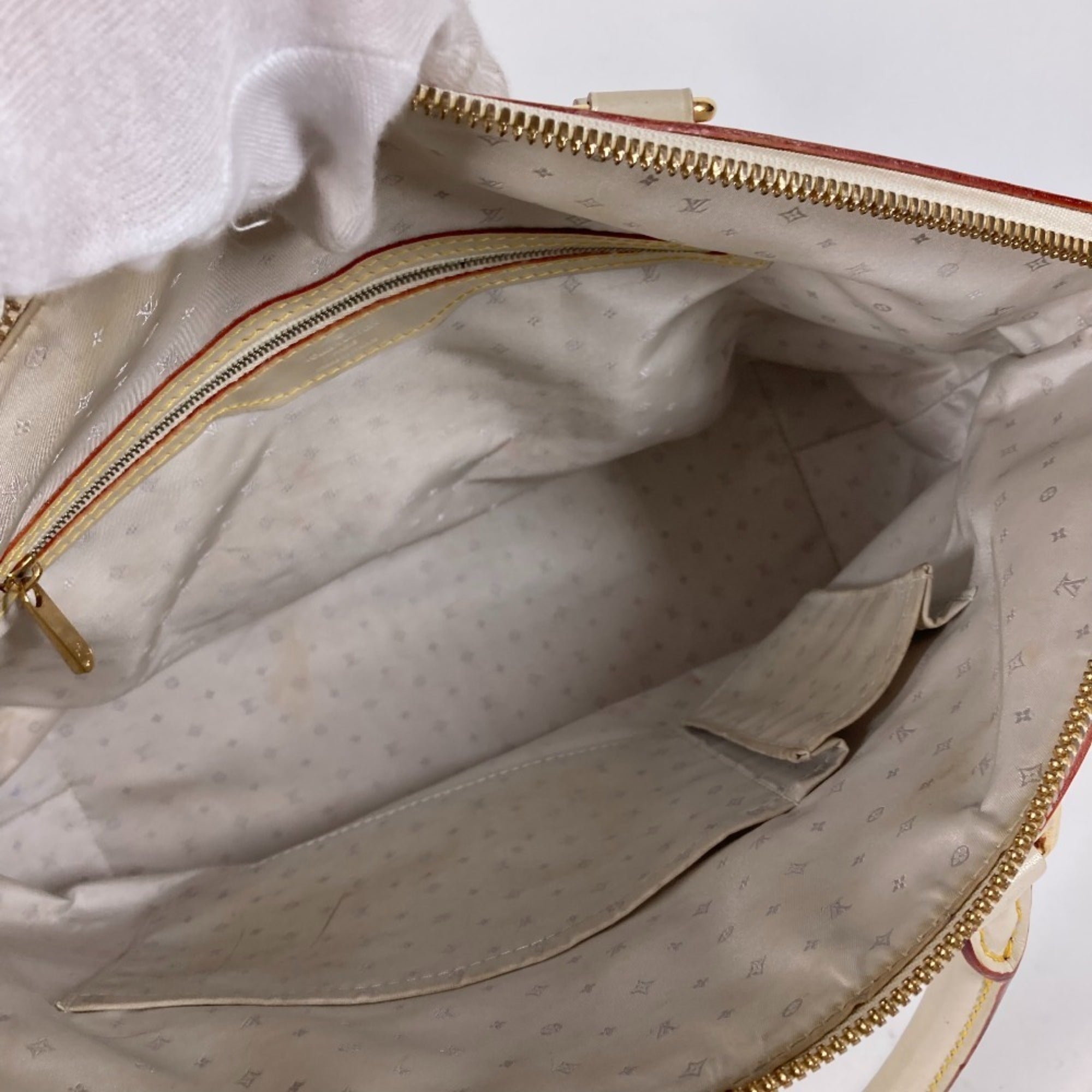 Louis Vuitton Galle White Yellow Suhali Leather Handbag Tote Bag (Pre-Owned)