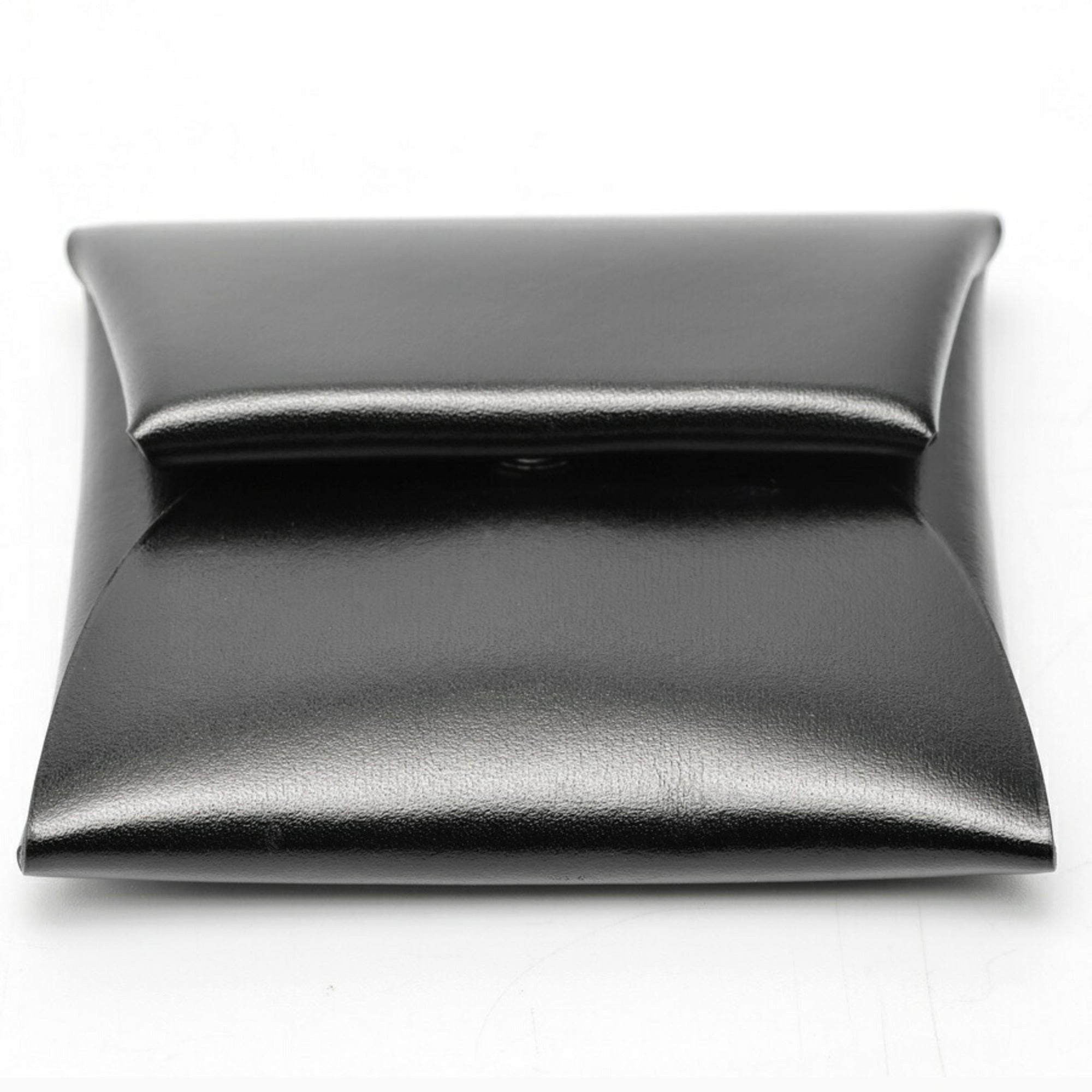 Hermes Bastia Black Box Calf Leather Coin Purse/Coin Case (Pre-Owned)