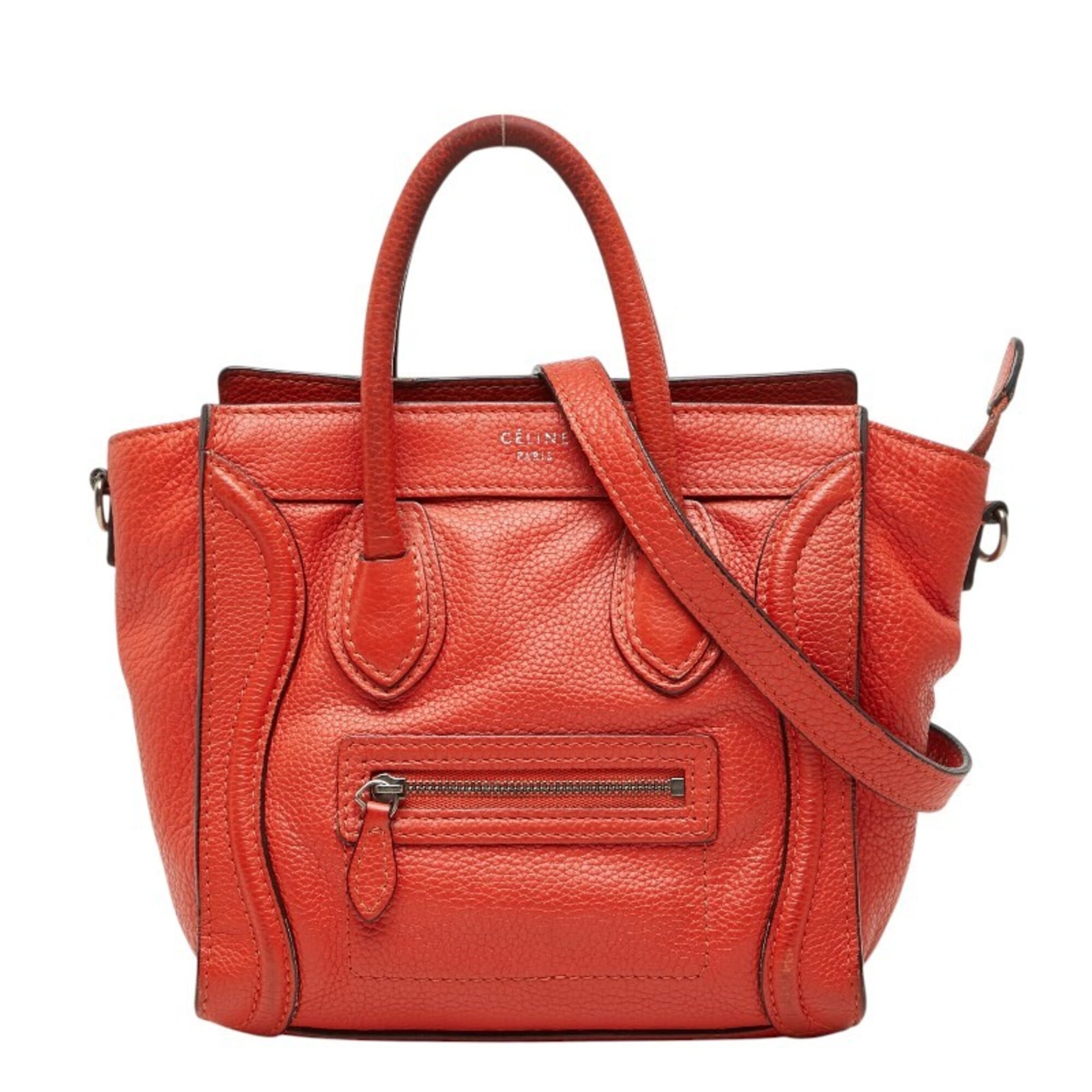 Celine Red Color Leather Handbag Shoulder Bag (Pre-Owned)