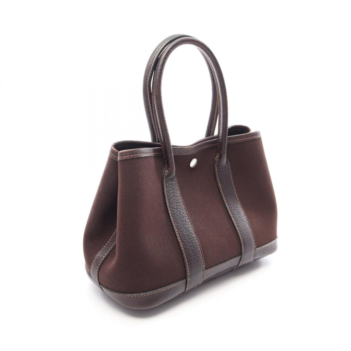 Hermes Brown Ebene Canvas Toile Officier Buffalo Leather Leather Handbag Tote Bag (Pre-Owned)