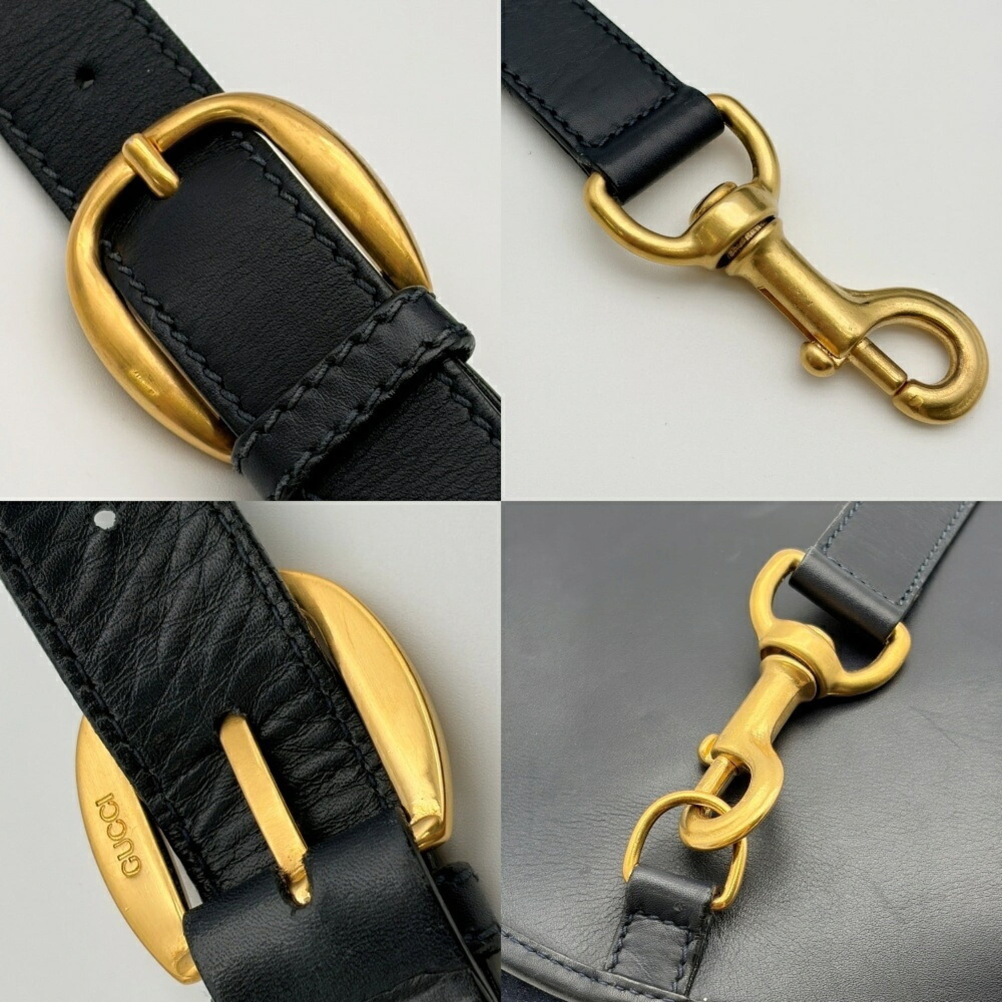 Gucci Navy Suede Leather Shoulder Bag Sling Bag (Pre-Owned)