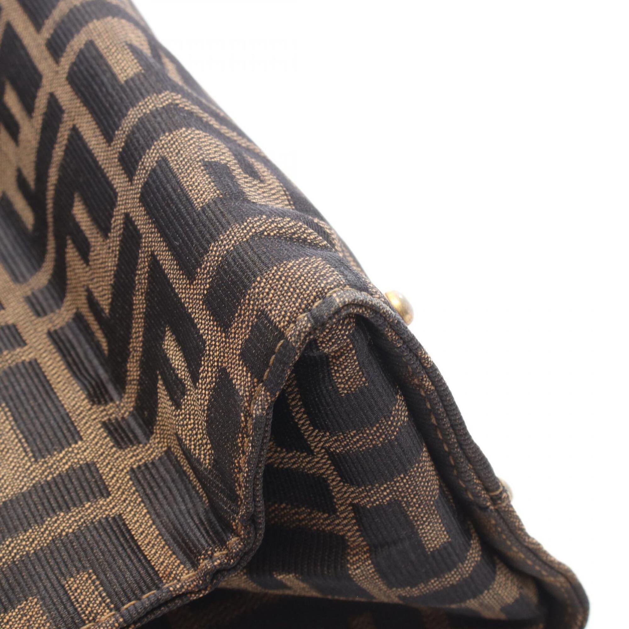 Fendi Brown Canvas Leather Handbag Tote Bag (Pre-Owned)