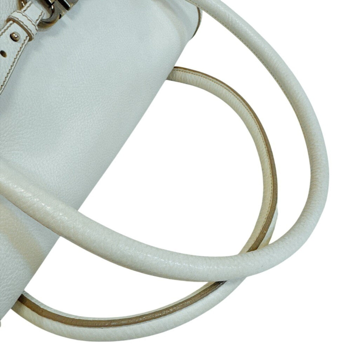 Salvatore Ferragamo White Leather Handbag Tote Bag (Pre-Owned)