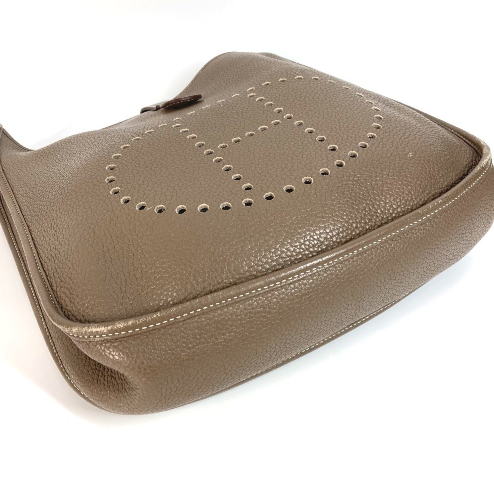 Hermes Etoupe Gray Gray Taurillon Clemence Leather Shoulder Bag (Pre-Owned)