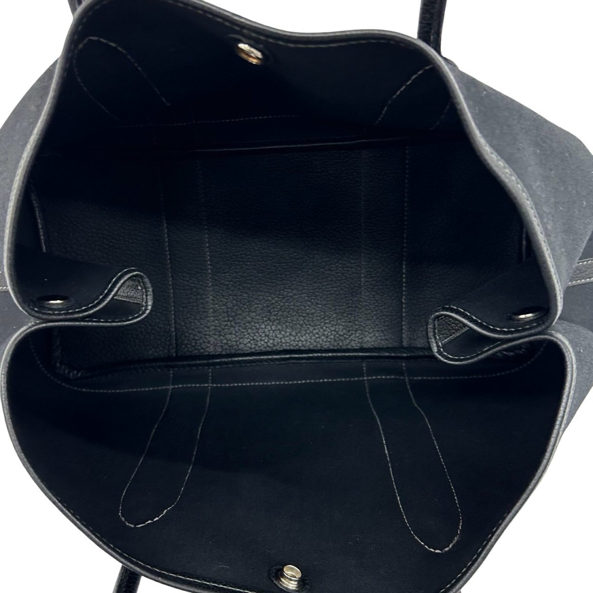 Hermes Black Negonda Leather Toile Officier Handbag Tote Bag (Pre-Owned)