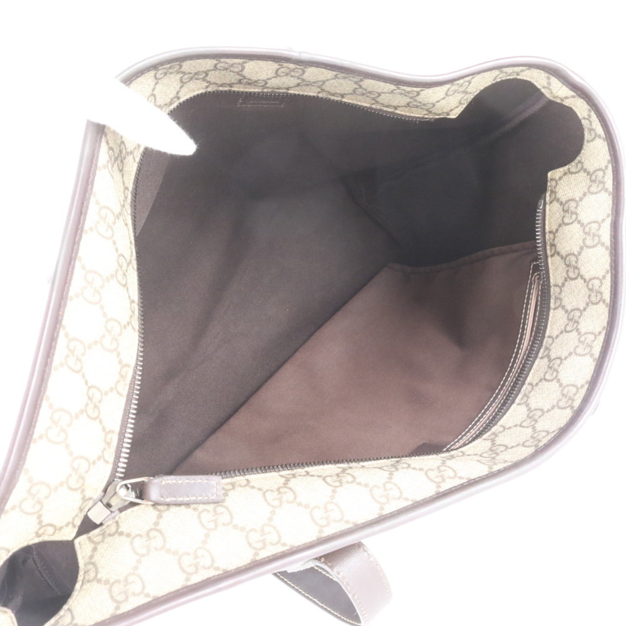 Gucci Beige Brown Leather Coated Canvas Handbag Shoulder Bag Tote Bag (Pre-Owned)
